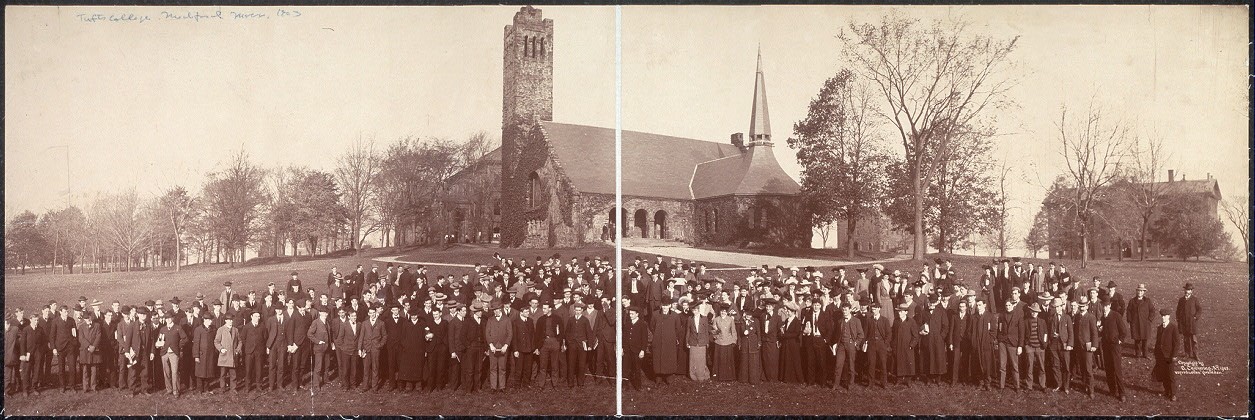 Medford Massachusetts Tufts College 1903 Panorama Students University Church