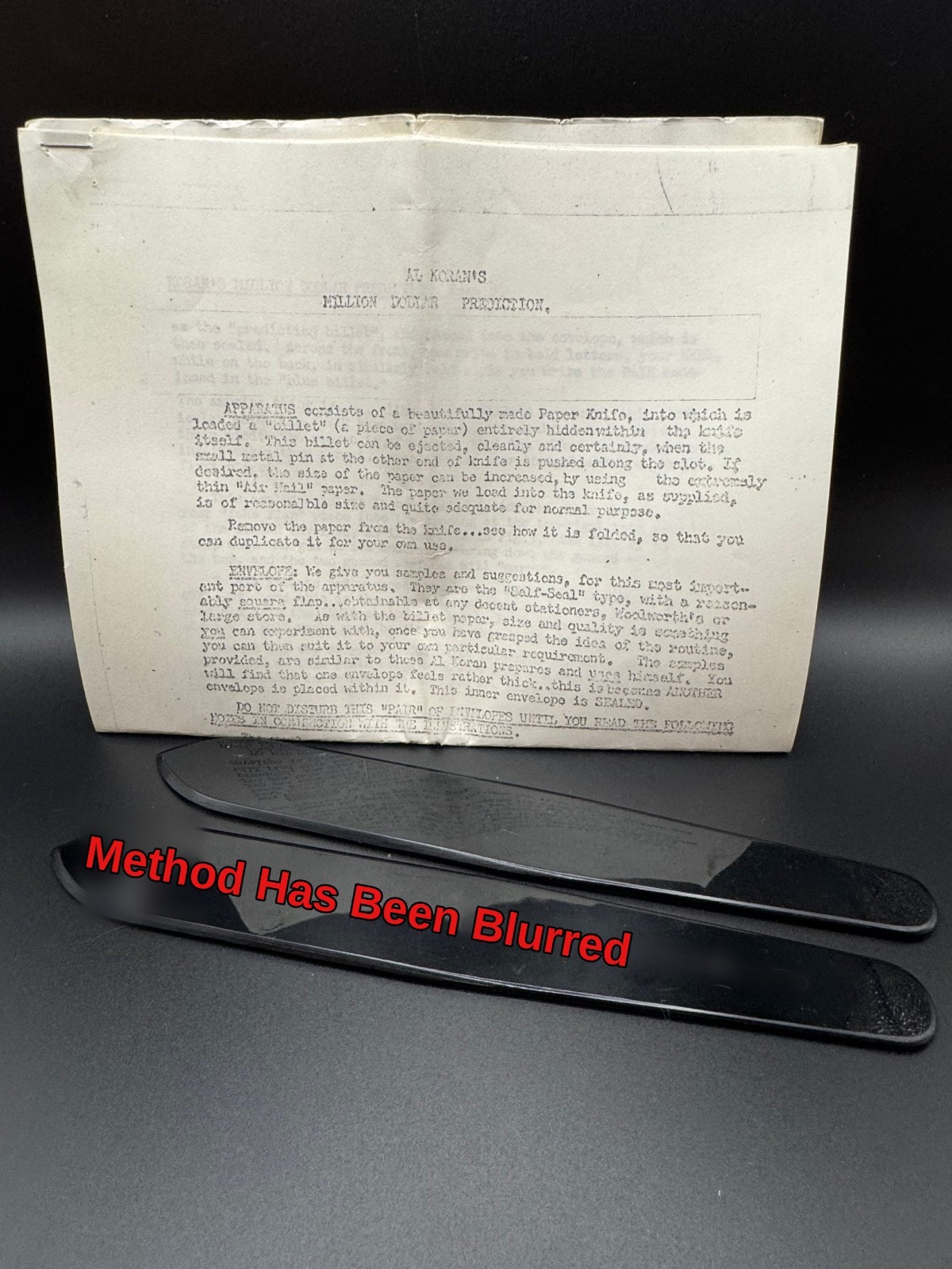 Al Koran Million Dollar Prediction + Billet Knife + Original Instructions