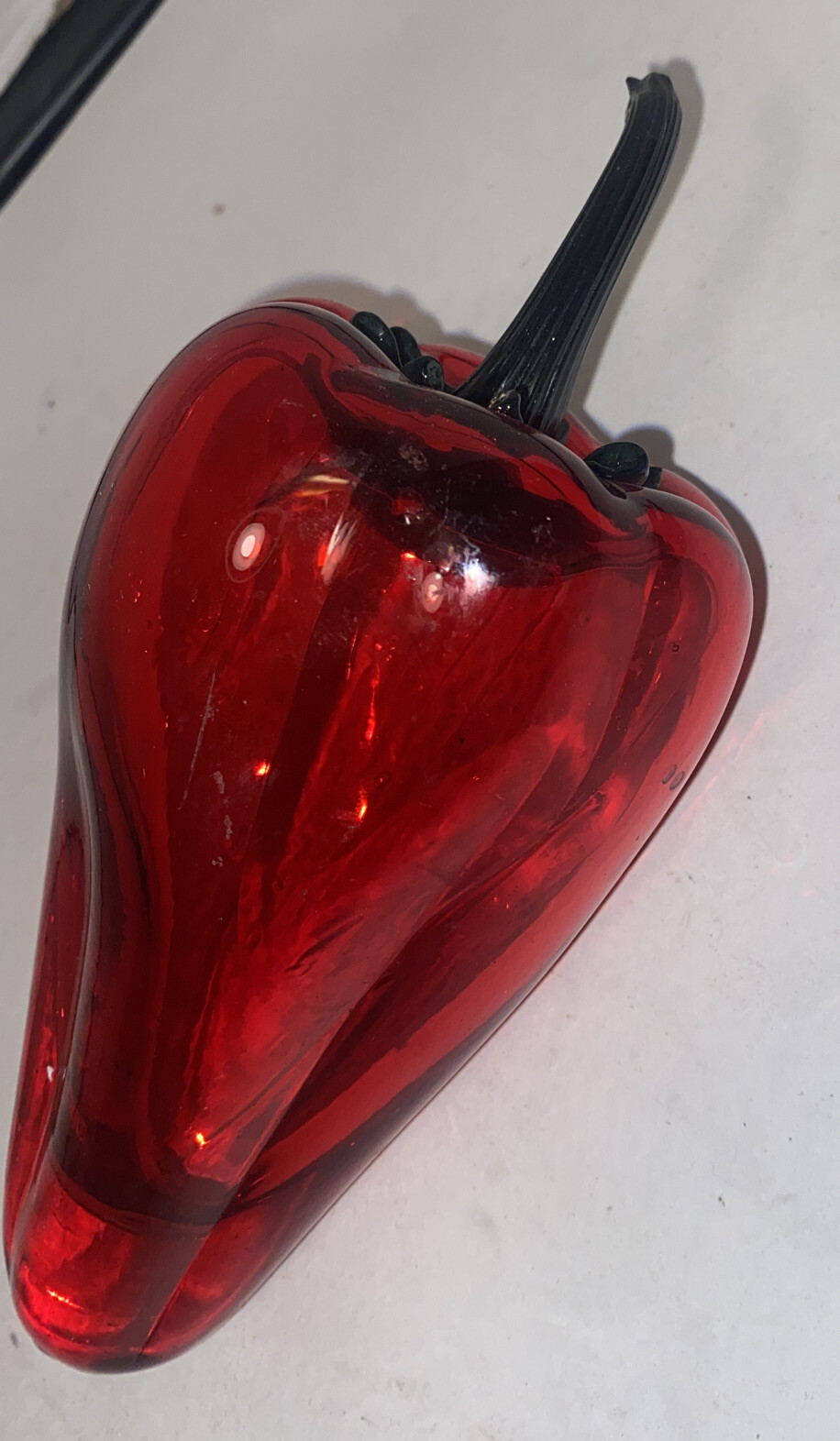 Crystal Glass Hand Blown Red Pepper murano style Heavy paperweight Figurine