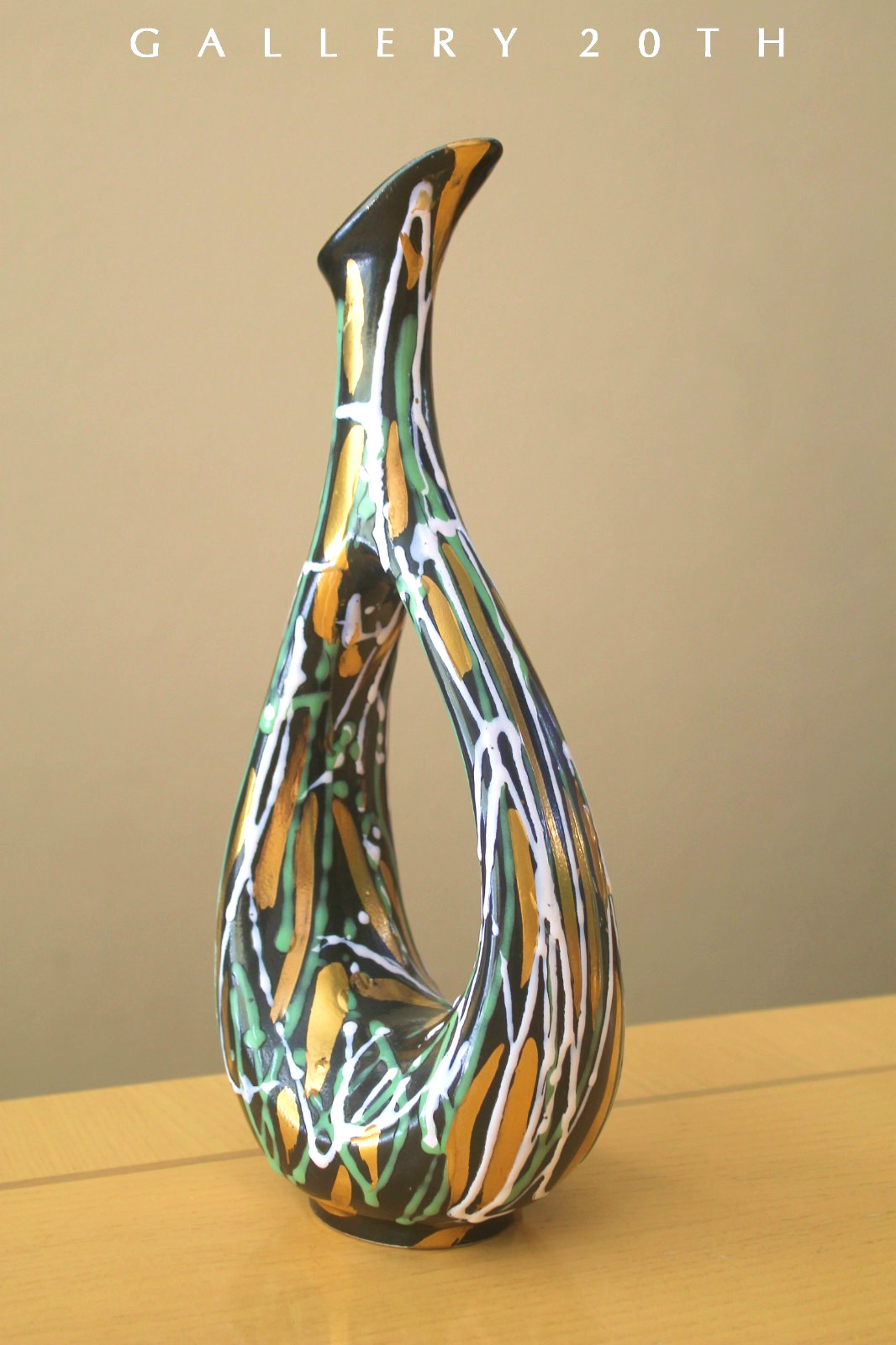 WOW MID CENTURY ITALIAN BIOMORPHIC DRIP VASE POTTERY 50'S ABSTRACT ART VTG MCM