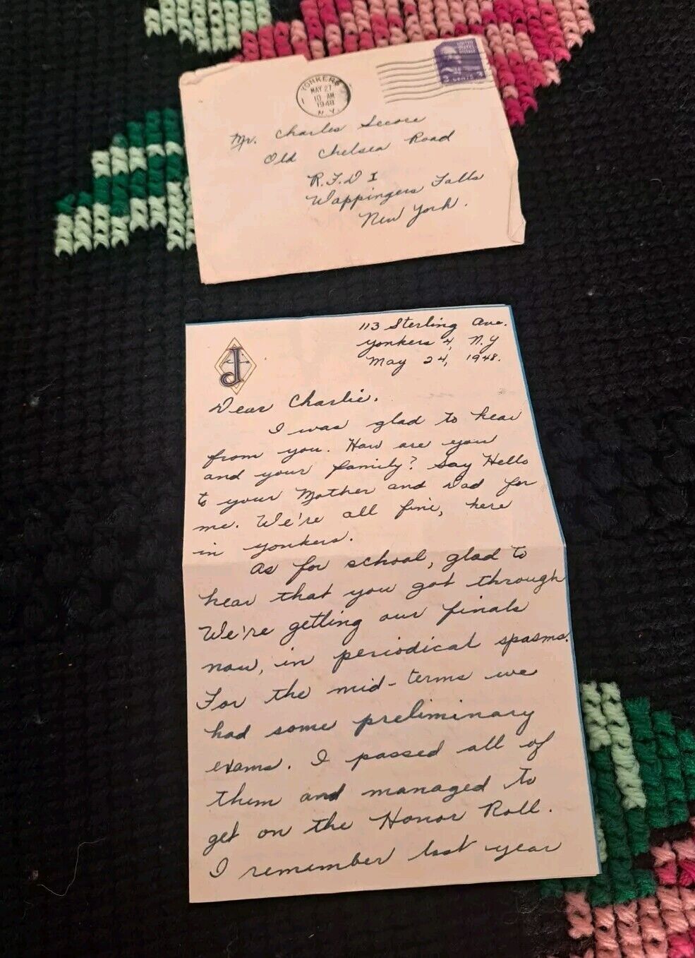 Rare Vintage Antique May 1948 Letter And Original Postage