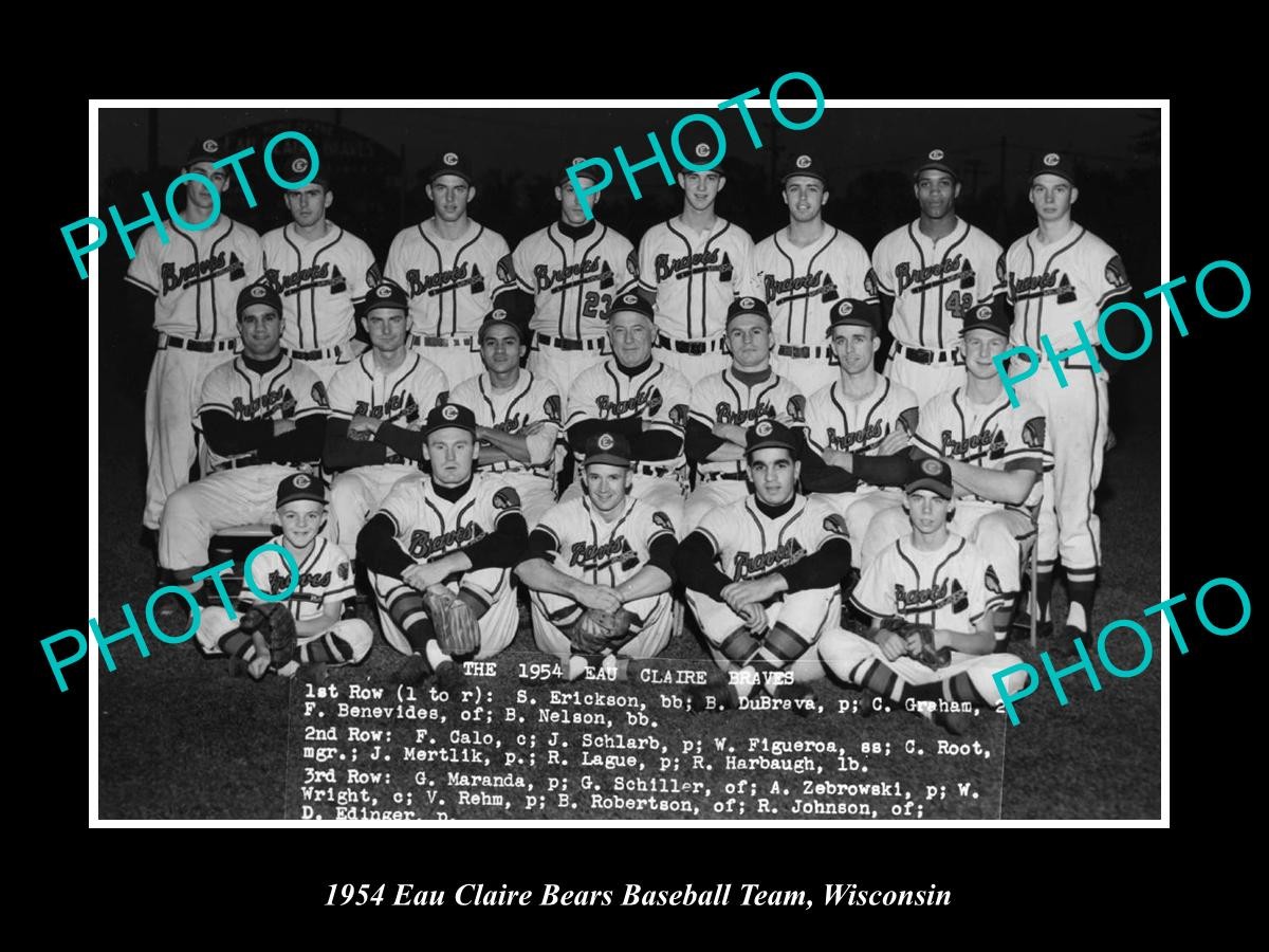 Eau Claire Wisconsin The Bears Baseball Team c1954 Large Historic Old Photo