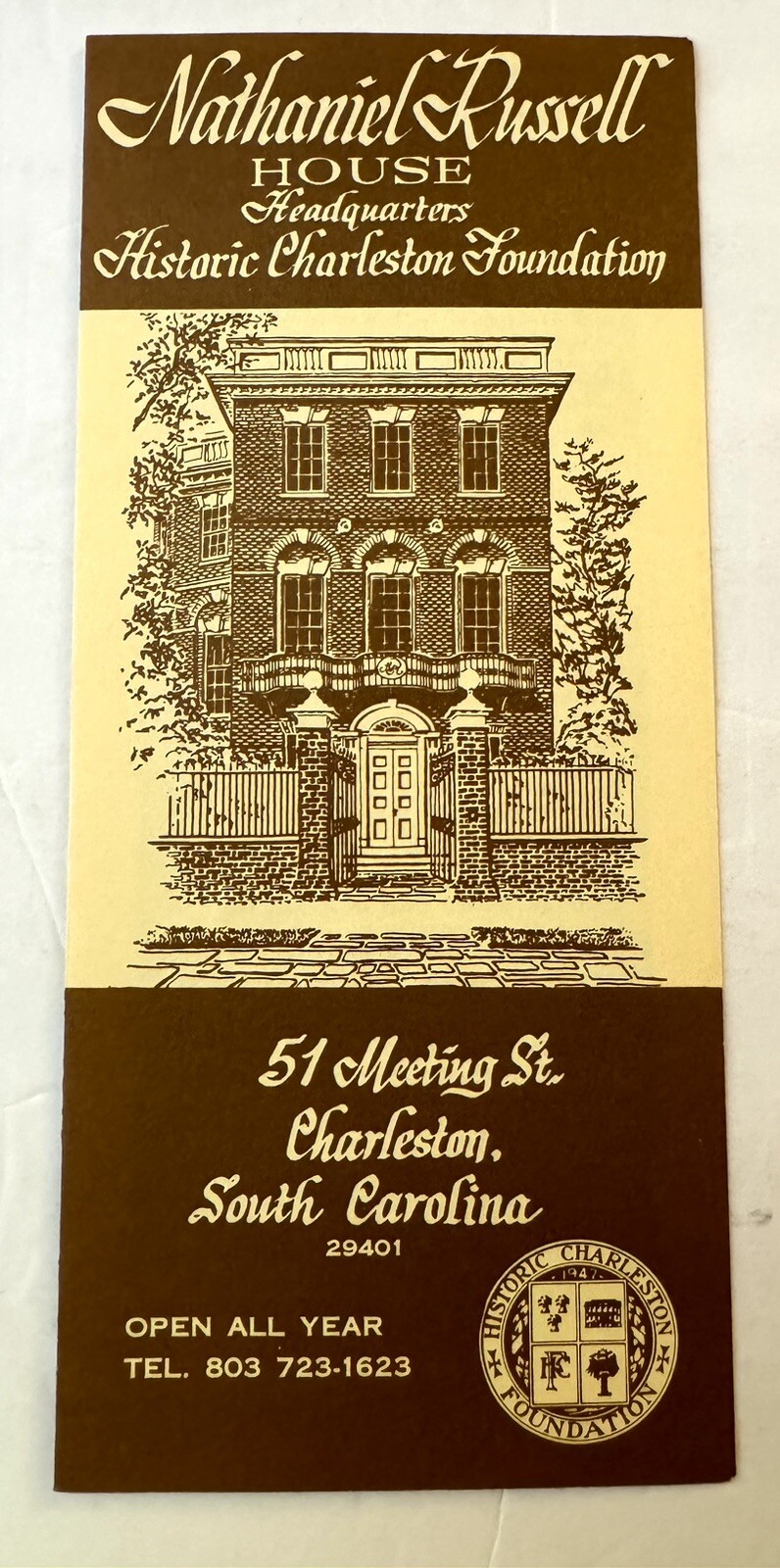 Vintage 1960's Travel Brochure Nathaniel Russel Historic House Charleston South