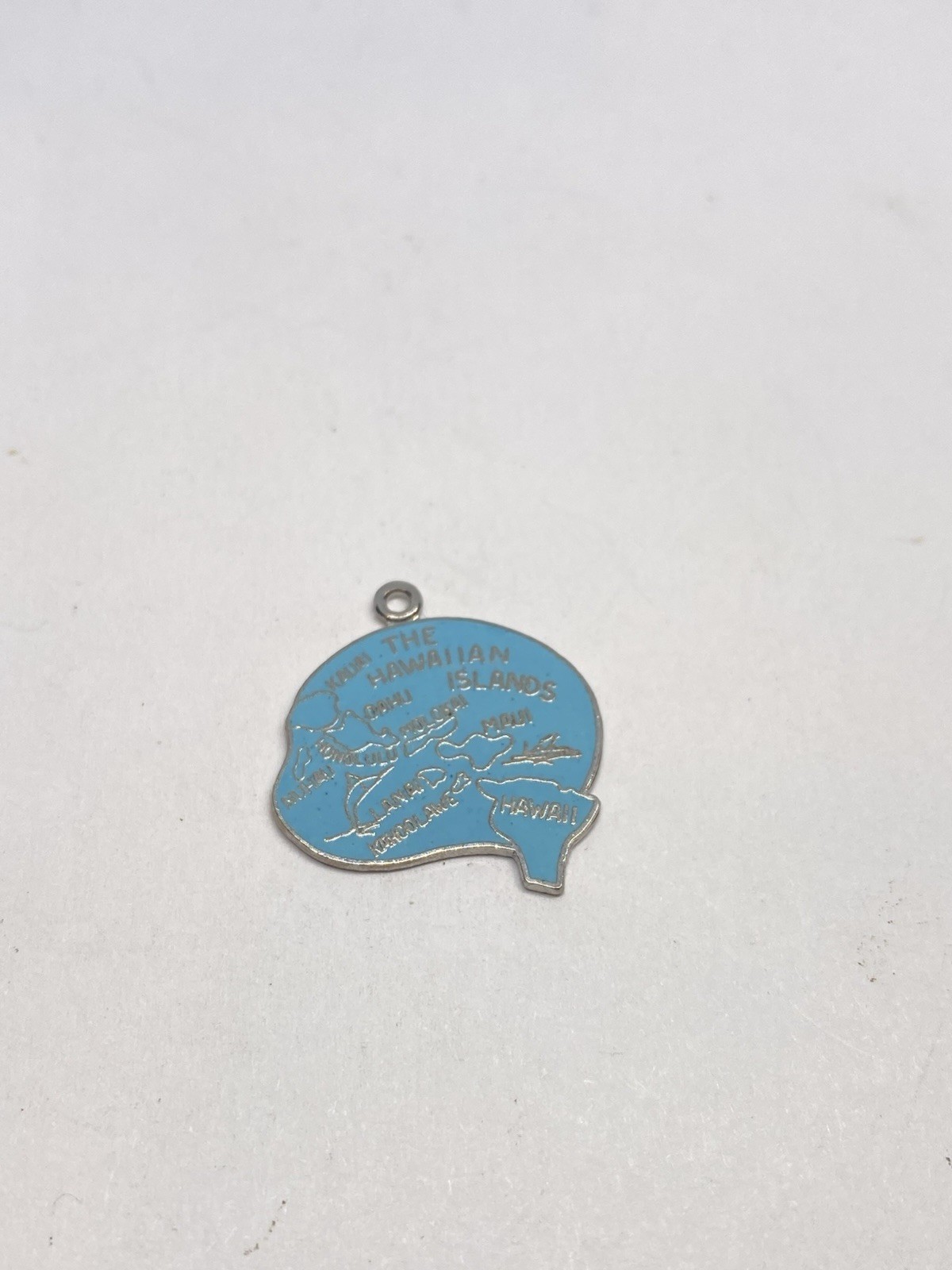 VINTAGE ENAMEL STERLING SILVER CHARM PENDANT HAWAIIAN ISLANDS MAUI OAHU 2.8g 925