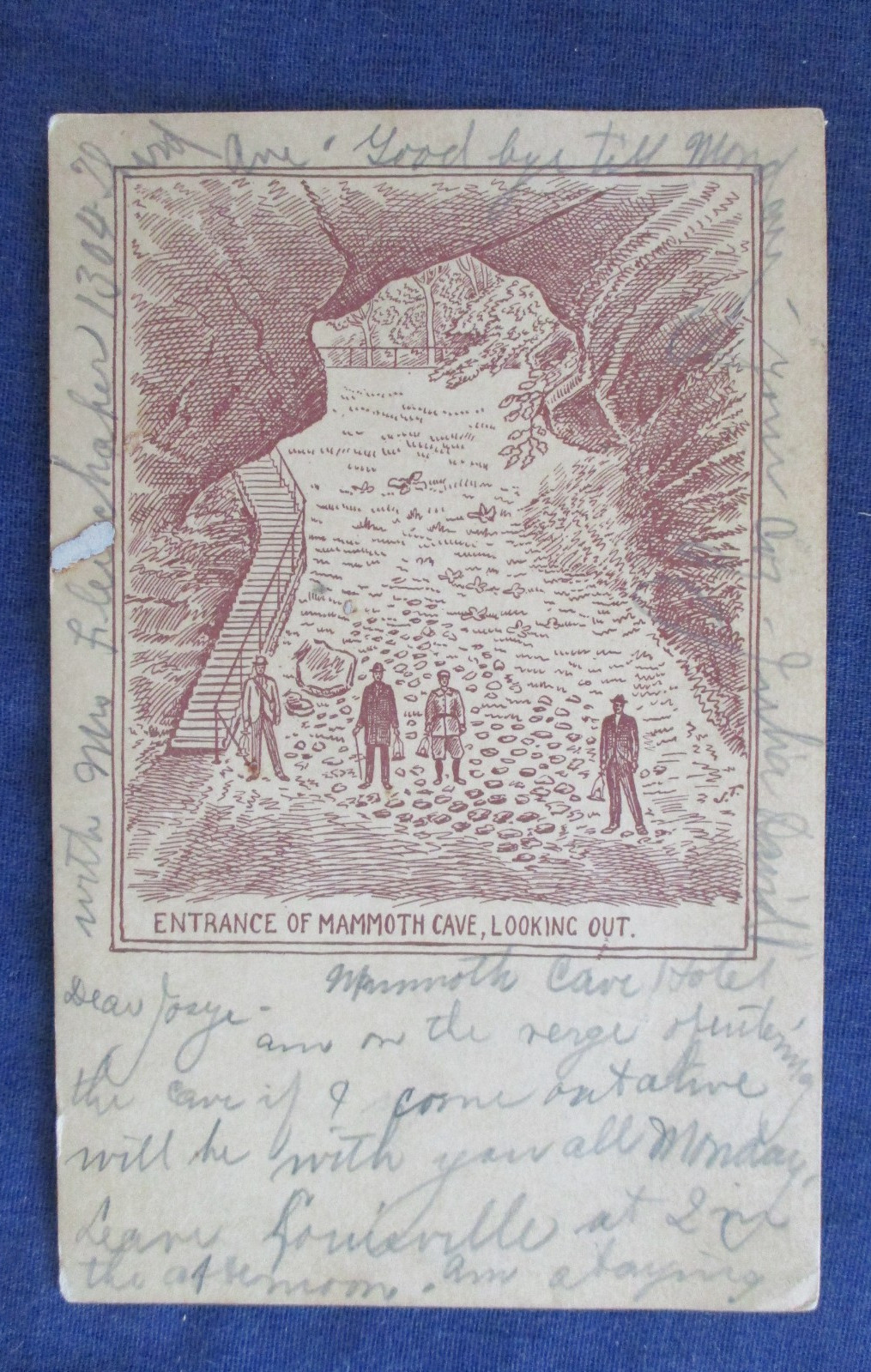 1906 Mammoth Cave Kentucky Art View Postcard & Doane Cancel