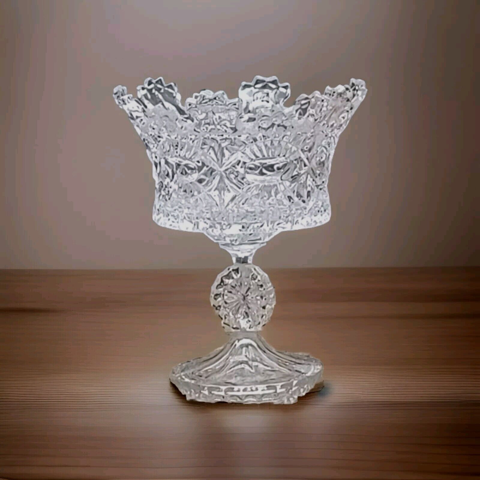 Crystal Crown Shannon/Waterford Compote Pedestal Glass Bowl 10 1/2