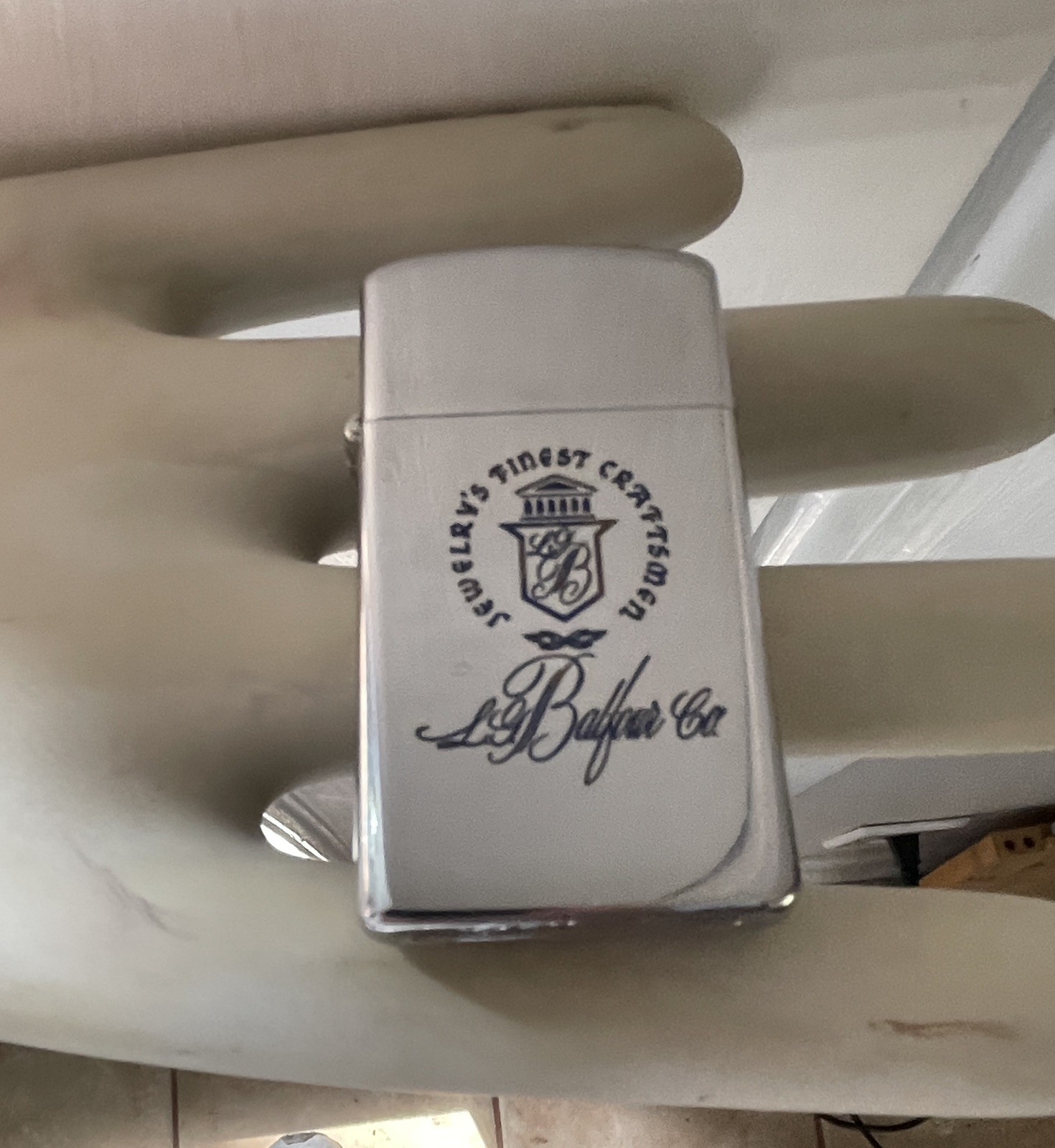 Vtg 1960s Zippo Lighter Slim Chrome Swag Balfour Jewelry