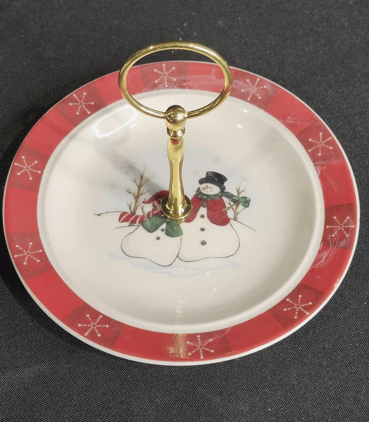 Vintage Royal Seasons Snowman Serving or Valet Tray Christmas Snow Couple 1994
