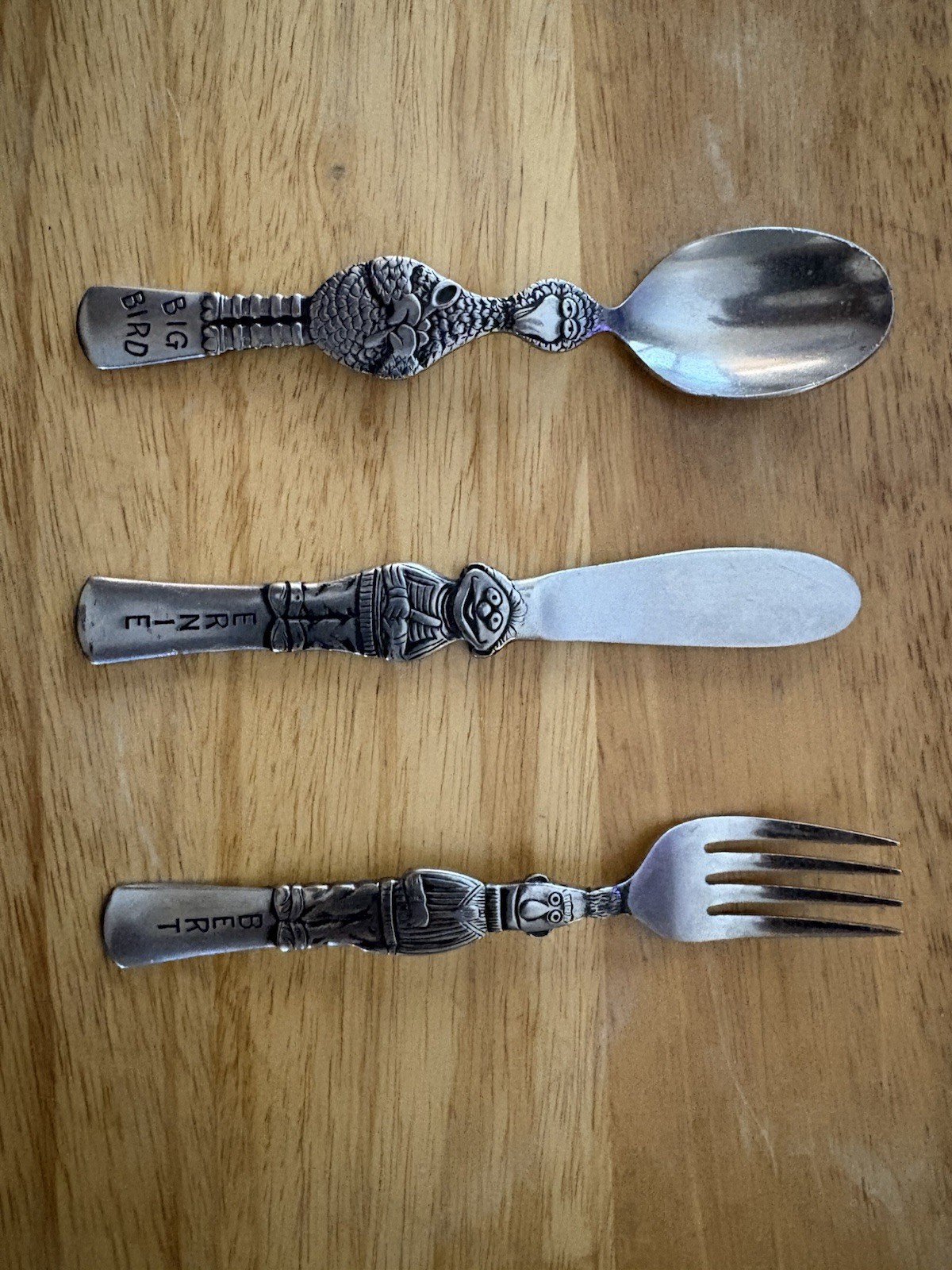 Vintage 1976 Gorham Sesame Street Child Flatware Set - Ernie, Big Bird, Bert