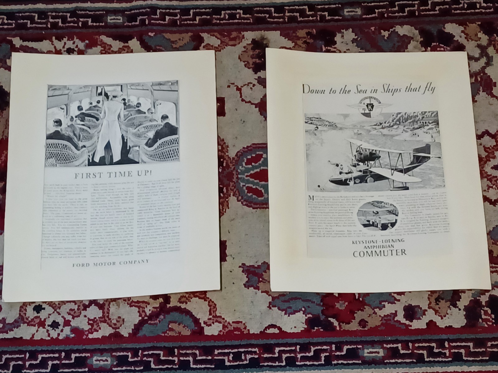 Vintage 1920\'s Early Aviation Advertisements- Framed- Keystone Loeming Amphibian
