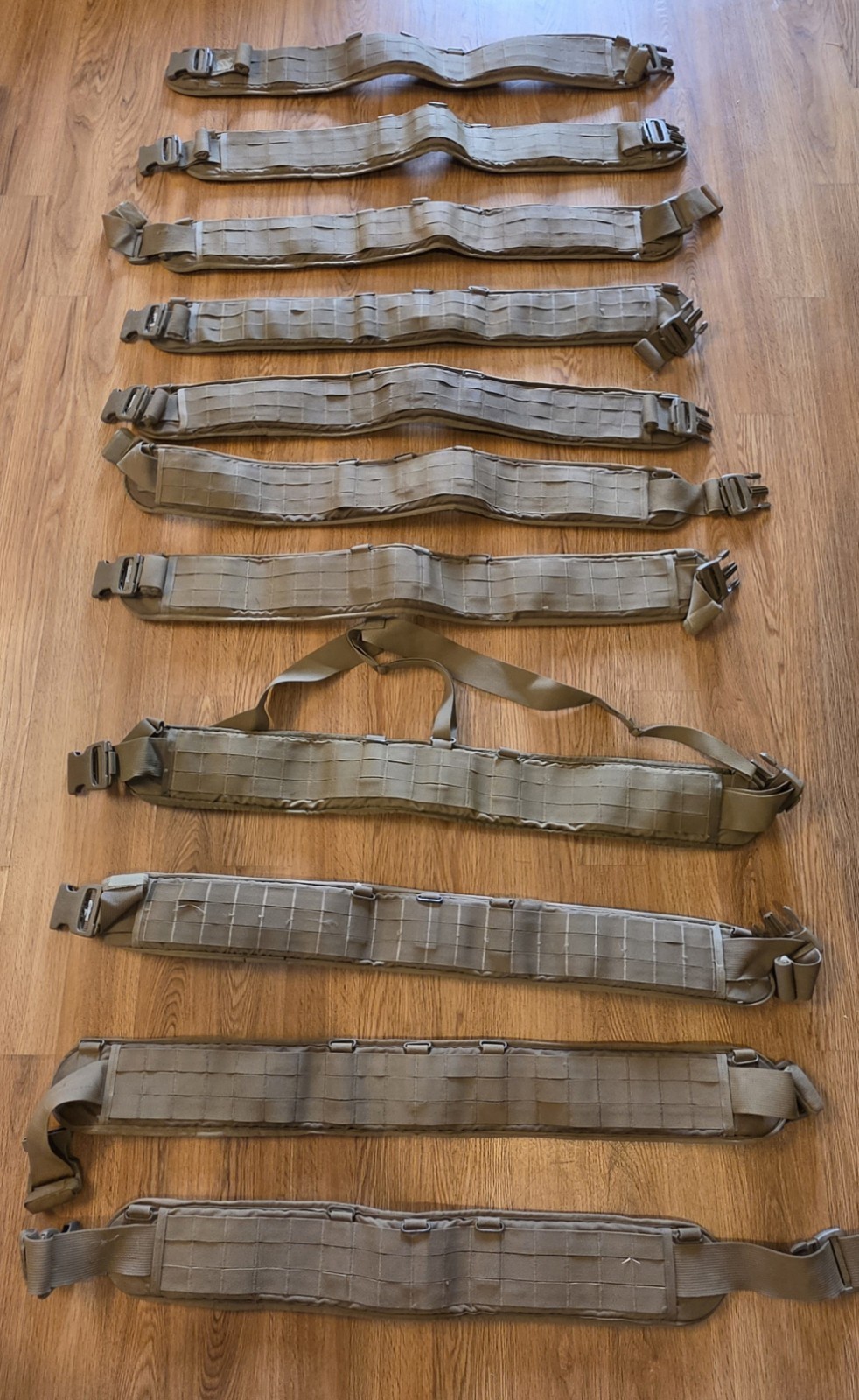 Lot of 11 USMC Battle Belts MOLLE Padded Coyote 10 Medium 1 Small Surplus war bl
