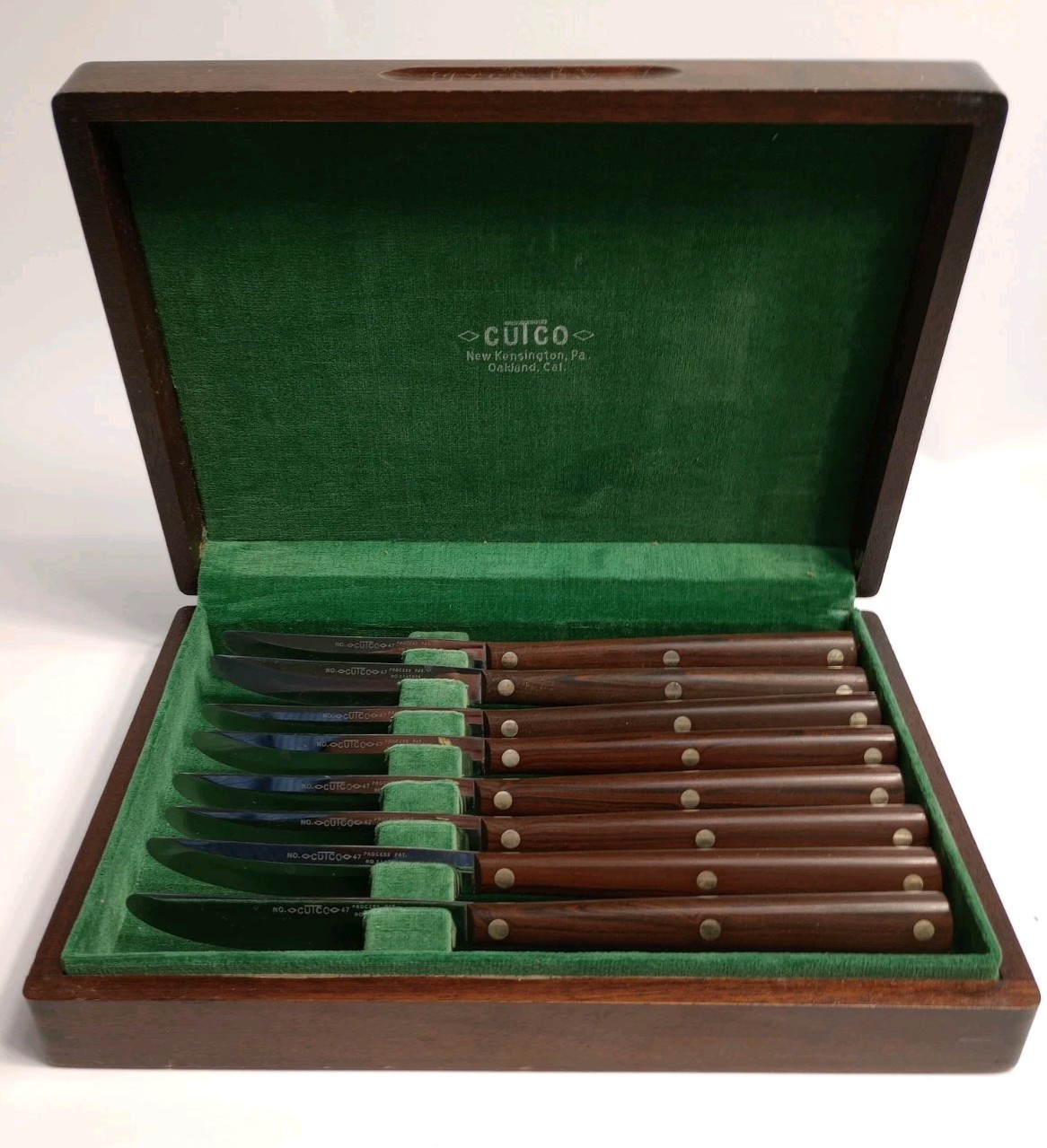 Vintage CUTCO No. 47 Steak Knives Set of 8 Unused Original Wood Case