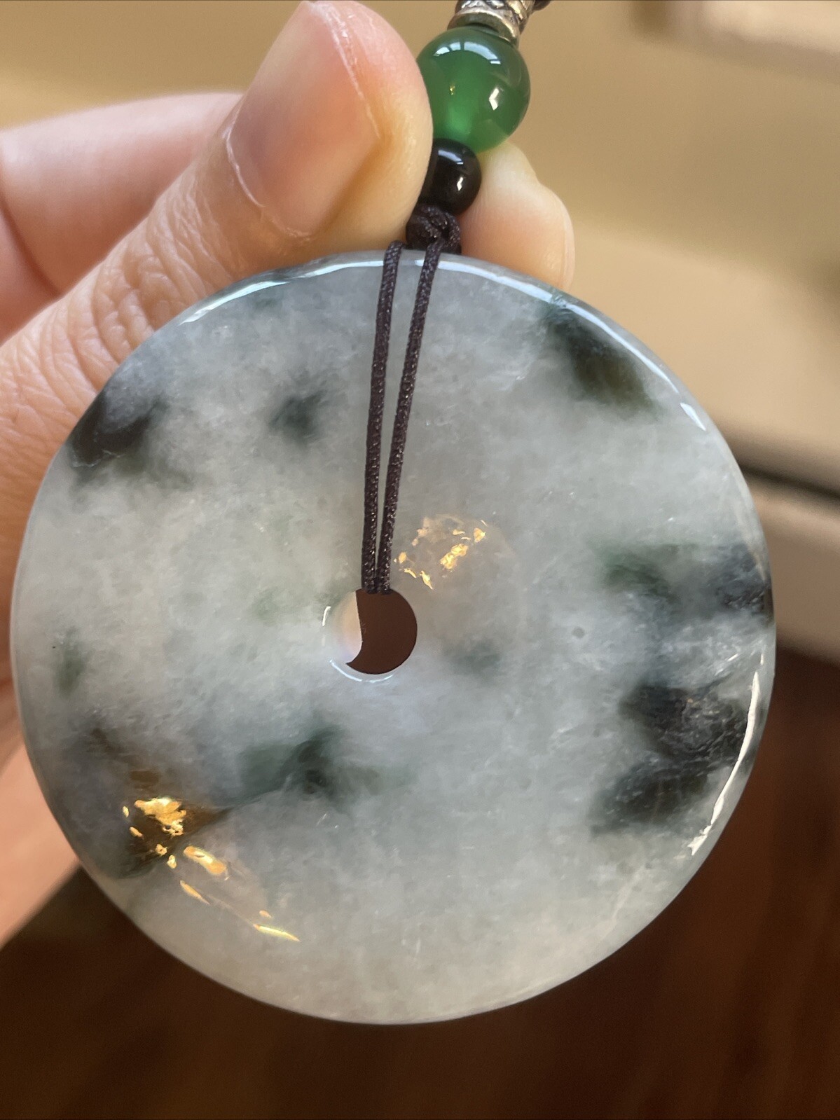 Genuine Grade A Burma Jadeite Jade 純天然翡翠A貨 老坑冰糯飘花 平安扣 細膩水頭足 帶國檢證書