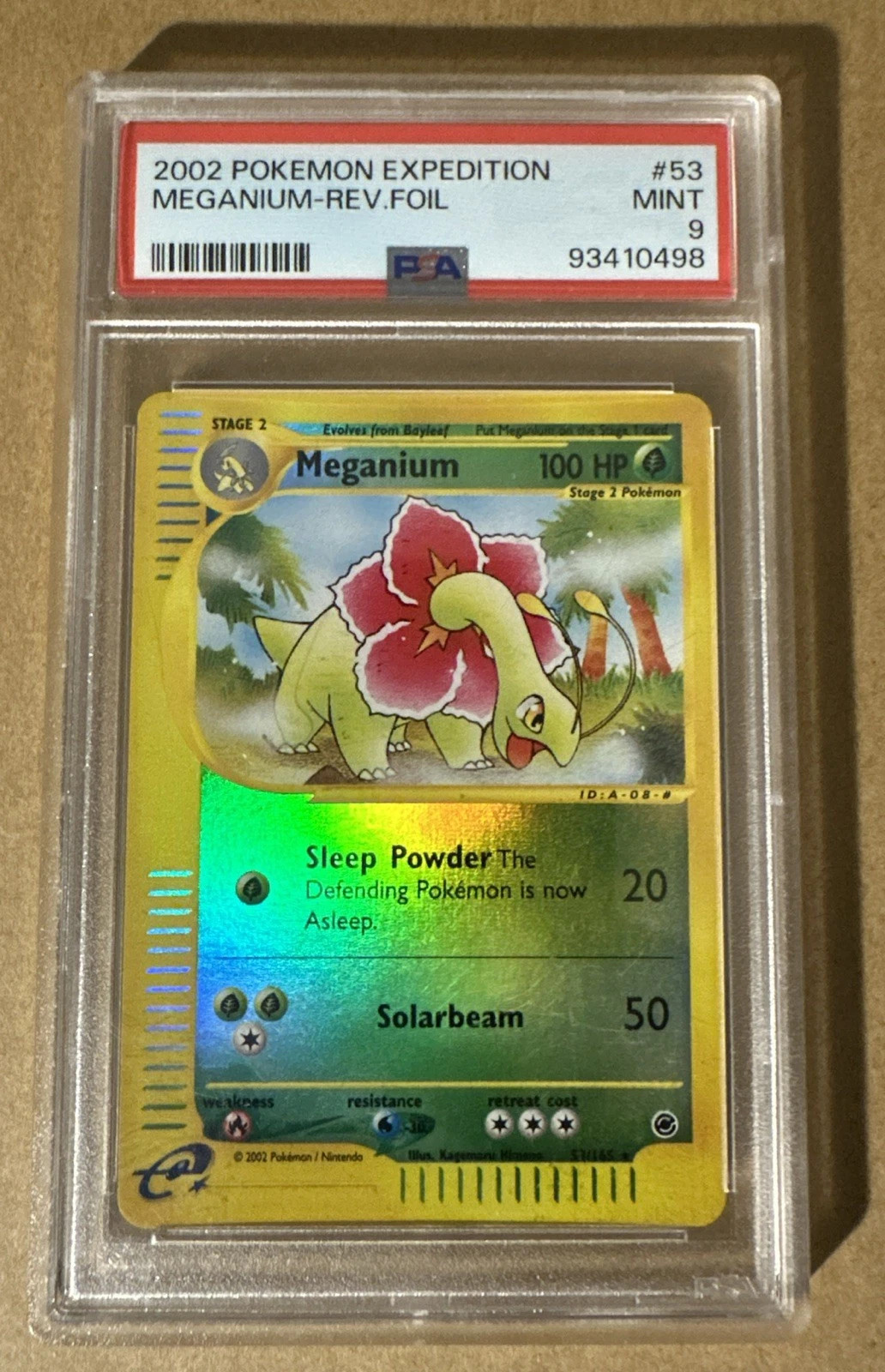 2002 Pokemon Expedition Meganium 53/165 Reverse Foil PSA 9
