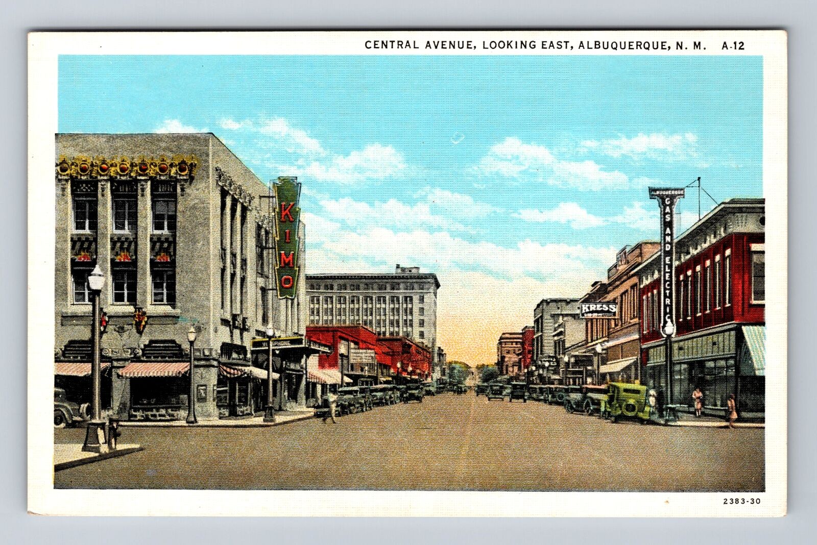 Albuquerque NM-New Mexico, Central Avenue, Antique, Vintage Postcard