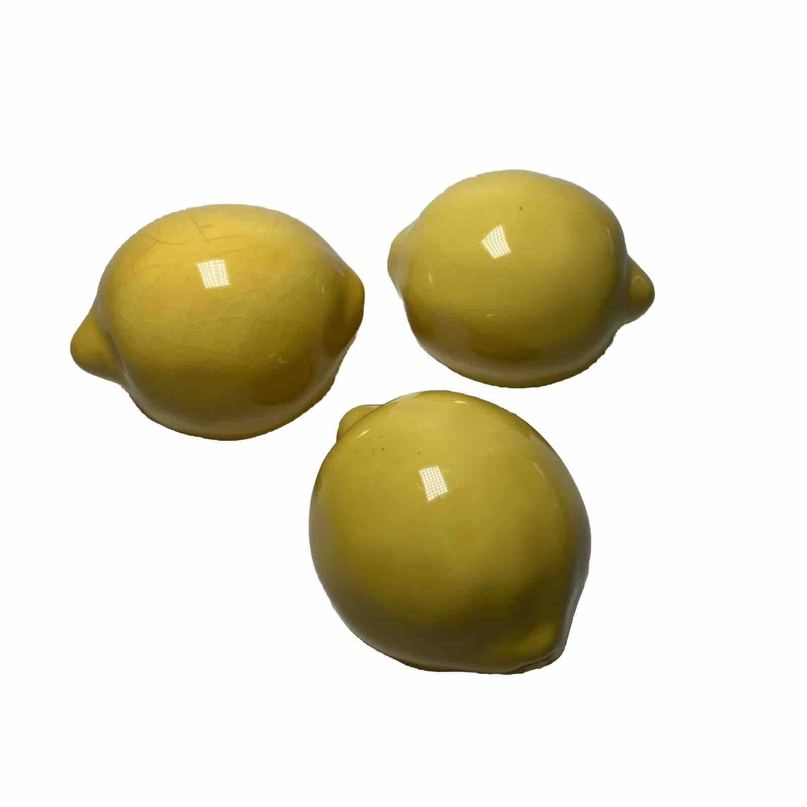 Ceramic Lemon Figurines 2015 Set of 3 Faux Fruit Staging Target 