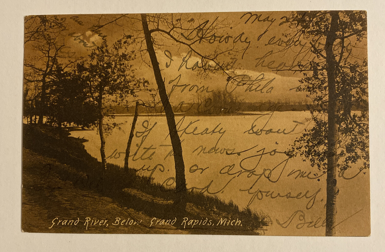 Vintage UDB Postcard ~ Grand River ~ Grand Rapids Michigan MI c1907