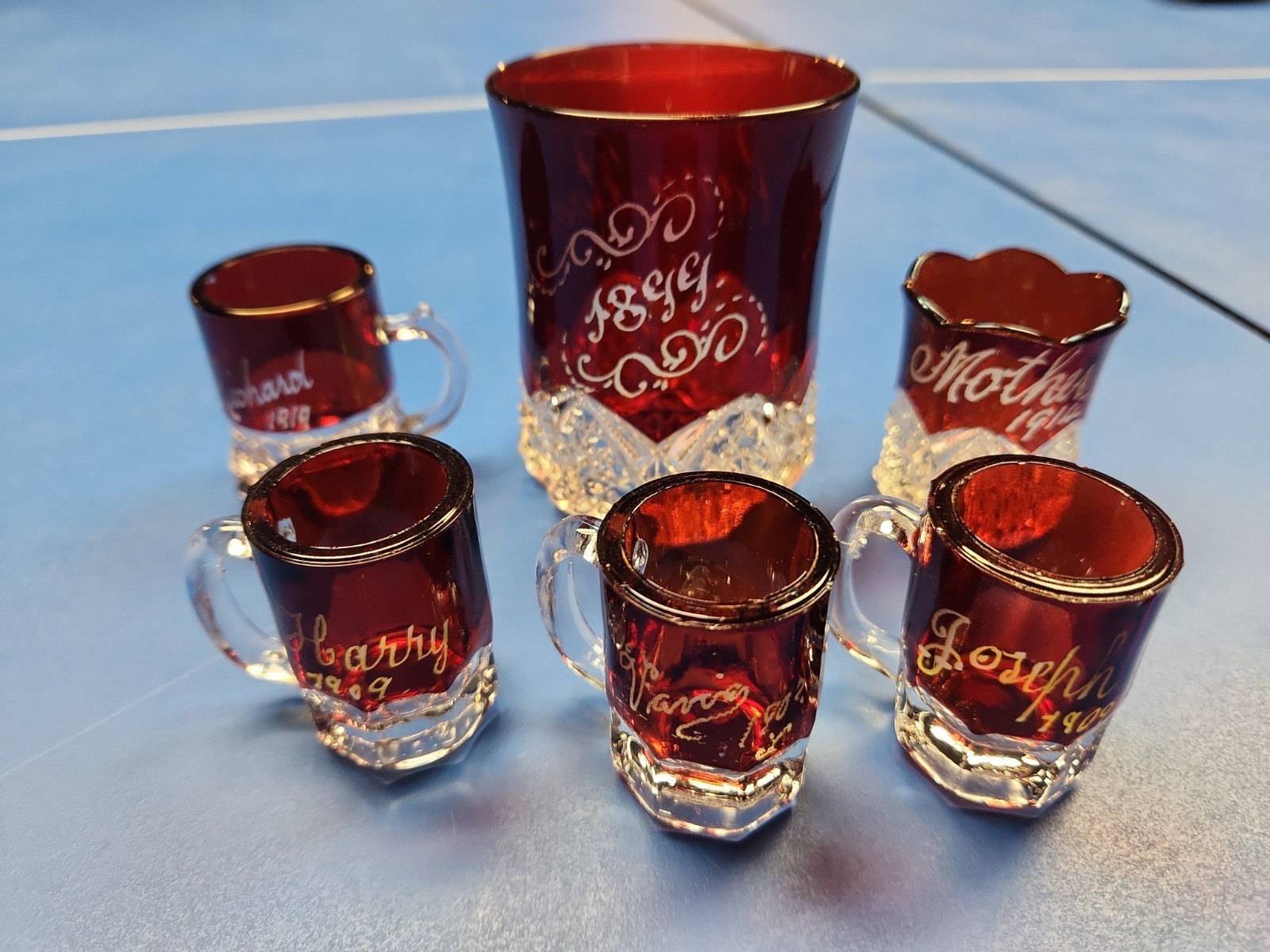 Ruby Flashed Glass Souvenirs w/Inscriptions-circa 1899-1919 Ruby Flashed Glass Souvenirs w/Inscriptions-circa 1899-1919