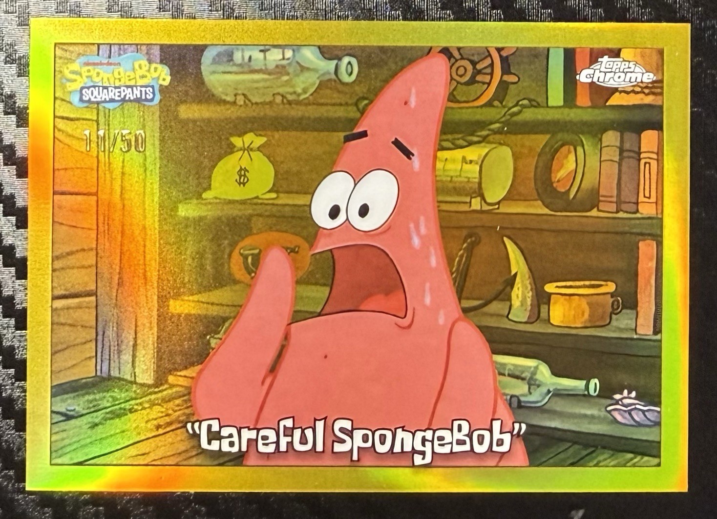 2025 Topps Chrome SpongeBob SquarePants Careful SpongeBob Gold Refractor /50 #95