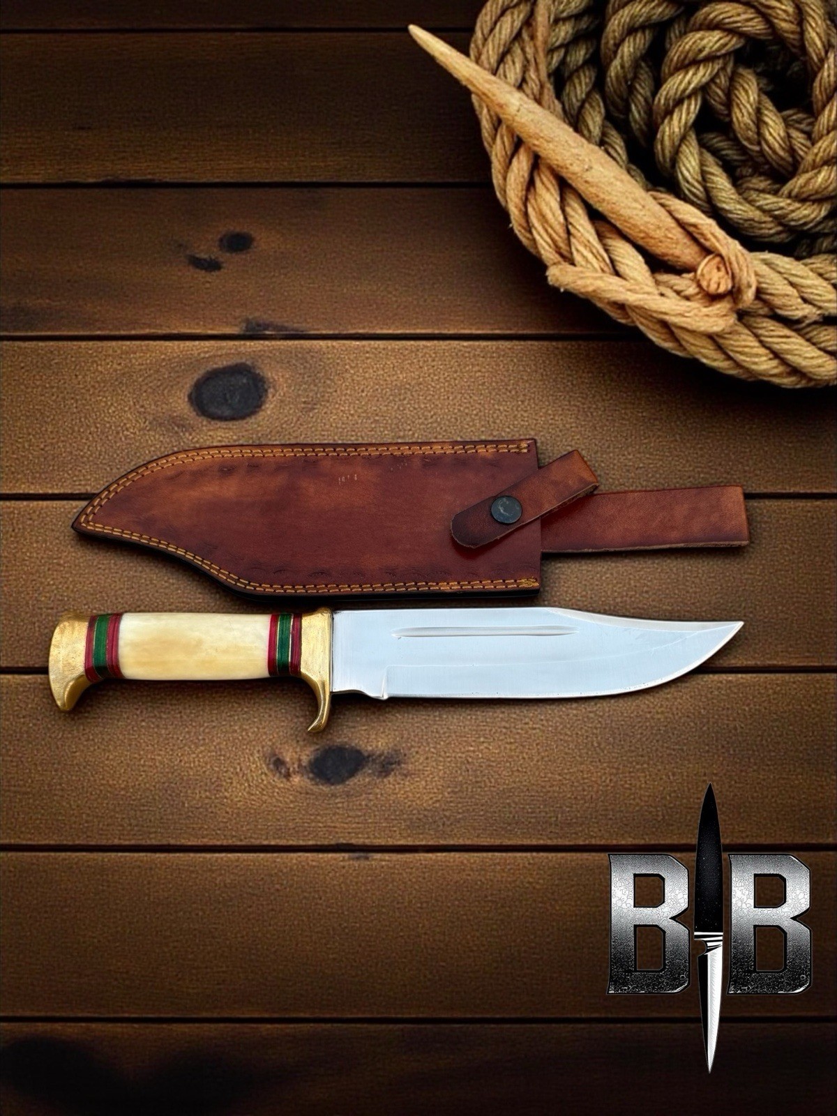 SUPER CUTLERY HANDMADE D2 STEEL BOWIE CAMEL BONE HANDEL,BOWIE KNIFE , HUNTING