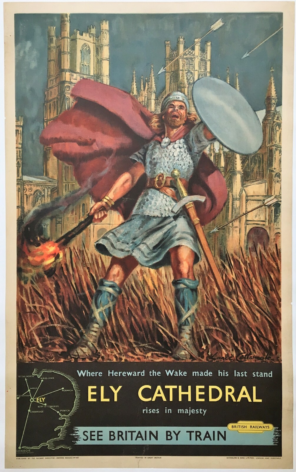 Hereward the Wake, Original Ely Cathedral 1959 British Railways Poster