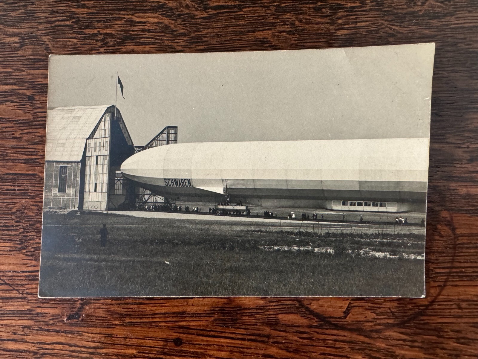 Vintage Zeppelin Luftschiff Blimp Schwaben Baden Baden Real Photo Postcard RPPC