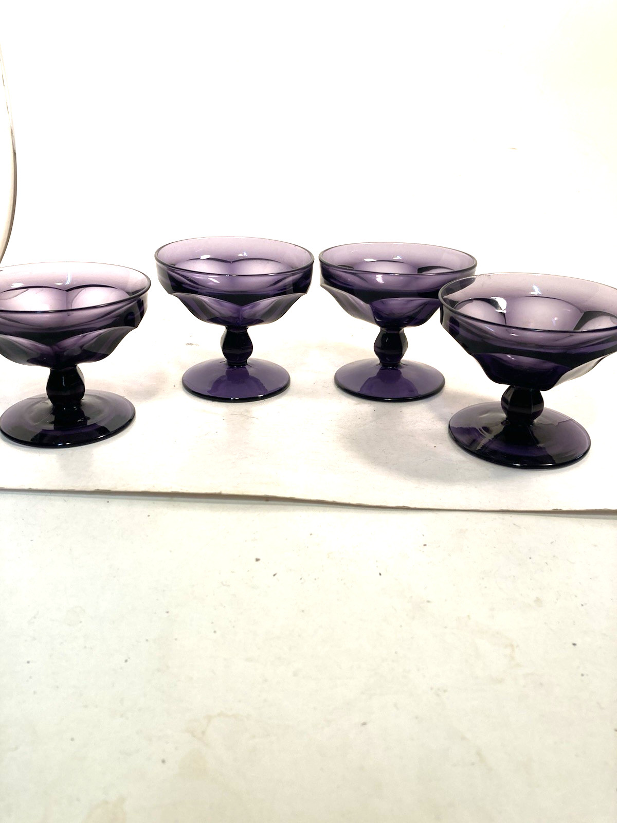 Sherbet bowls, ice cream,desert cups, irradiated purple, Set of 4