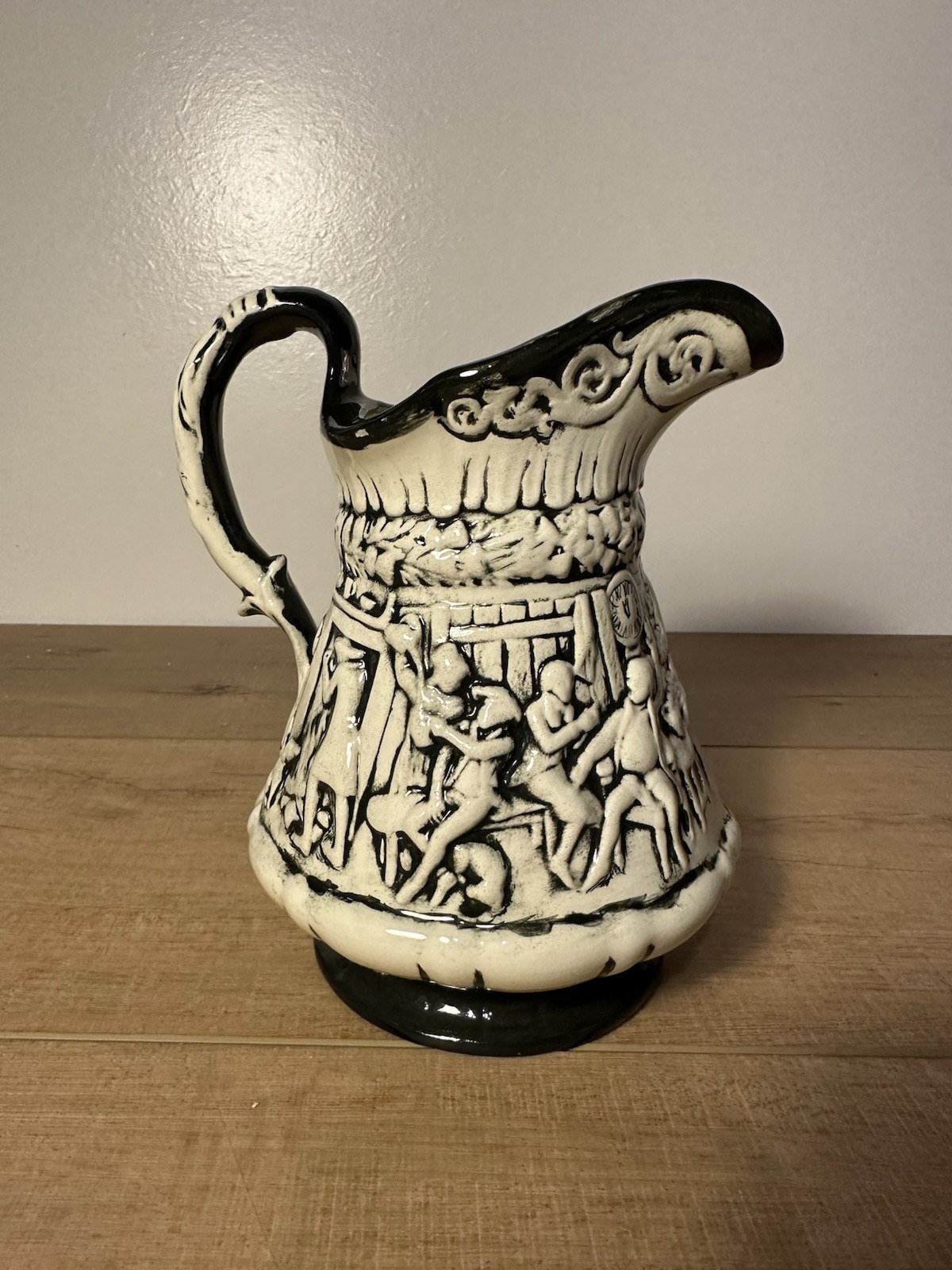 Vintage The Witche’s Pursuit Ceramic Water Pitcher - Black And White Vintage The Witche’s Pursuit Ceramic Water Pitcher - Black And White