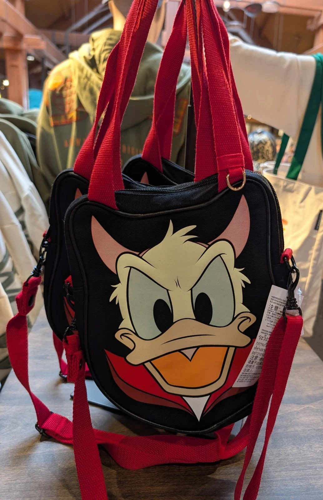 NEW🎃2026 Disney Parks Halloween Donald Duck Devil Black Mini Canvas Tote Bag