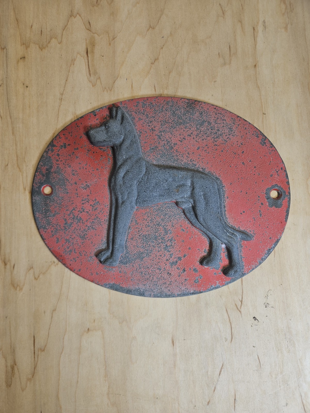 Vintage Great Dane Trucking Cast Metal Plaque Sign Red Black Semi Trailer Decor