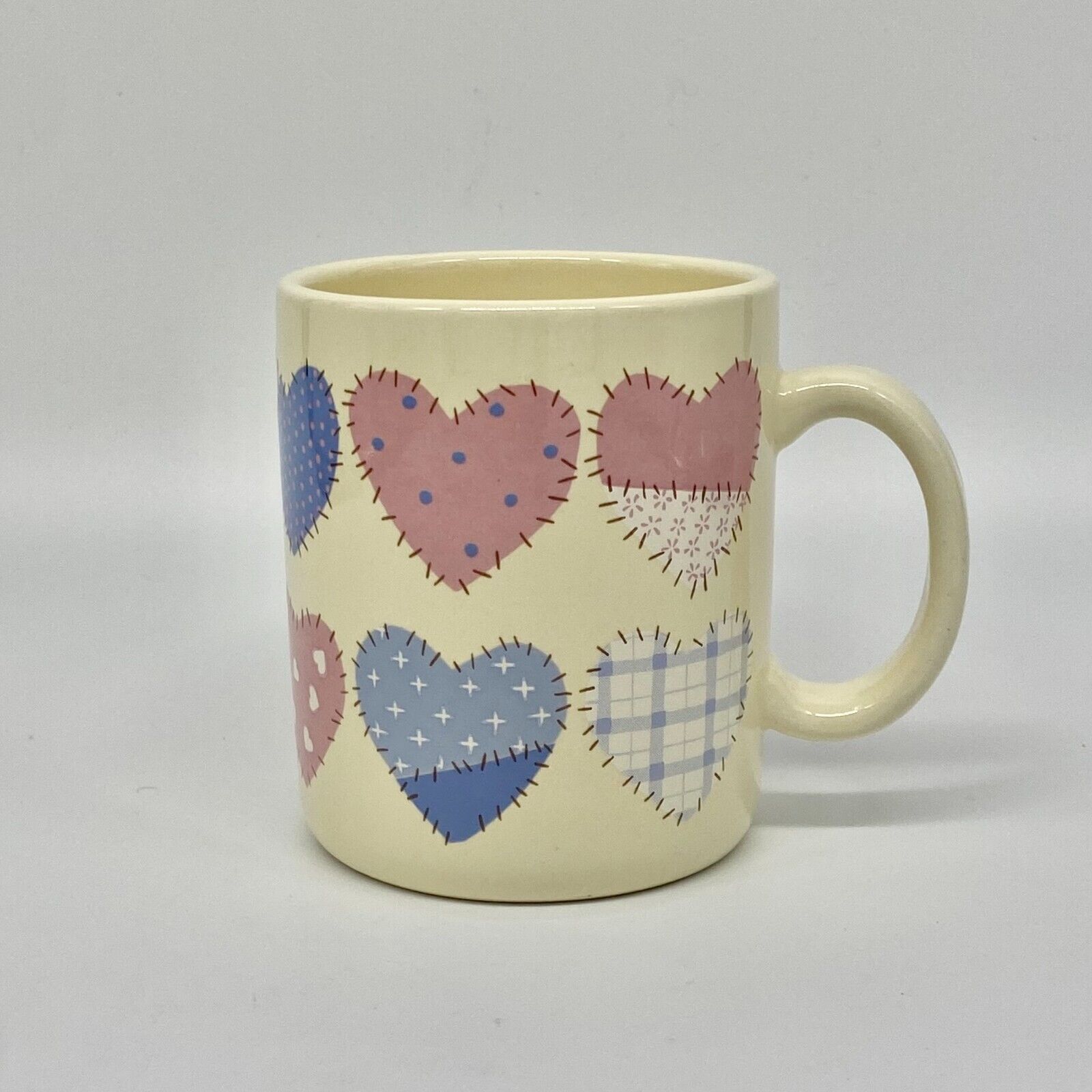Vintage 1986 Auntie Em Collection Sewing Quilt Patchwork Hearts Cottagecore Mug