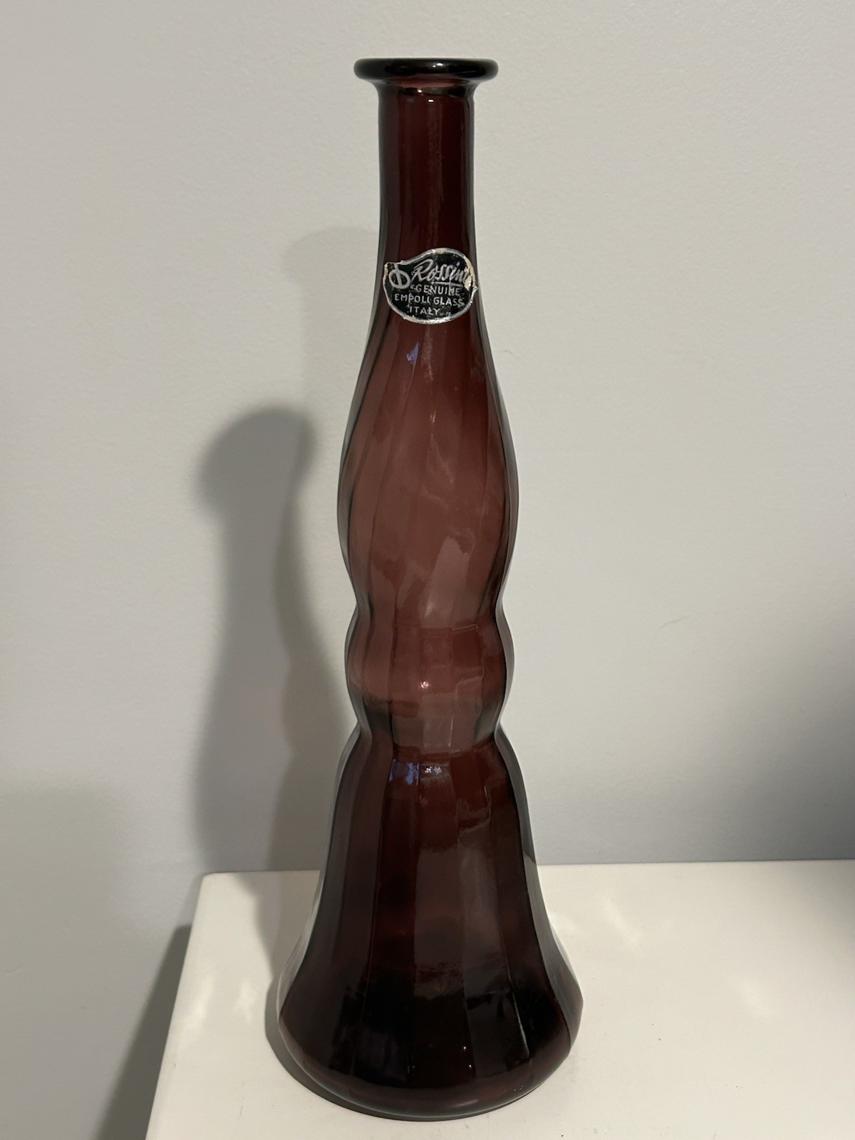 Vintage Rossini Empoli Glass Italy Amethyst Decanter Genie Bottle 13.5 Label