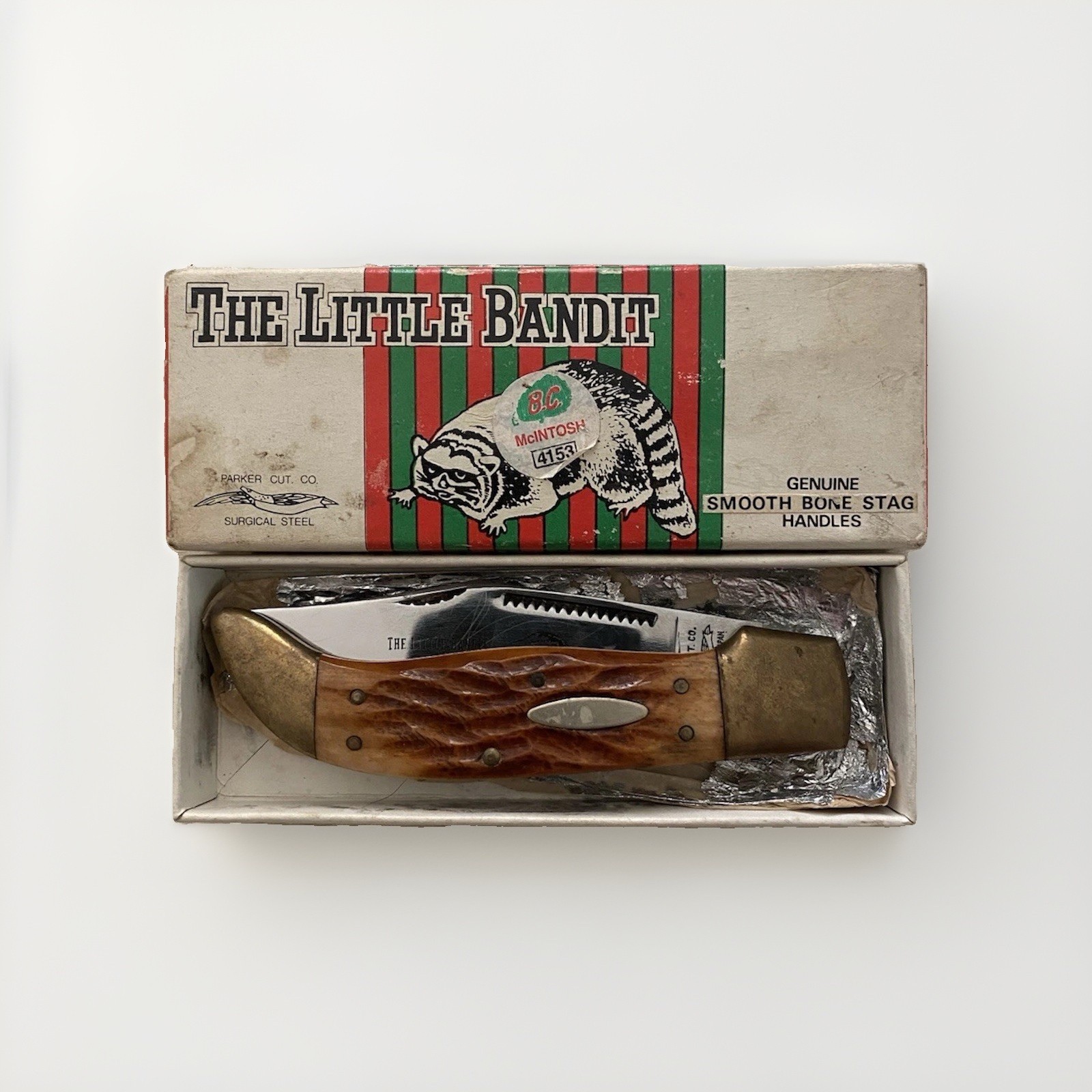 Vintage Parker Cutlery Co. “The Little Bandit” Wildlife Series Genuine Bone Stag