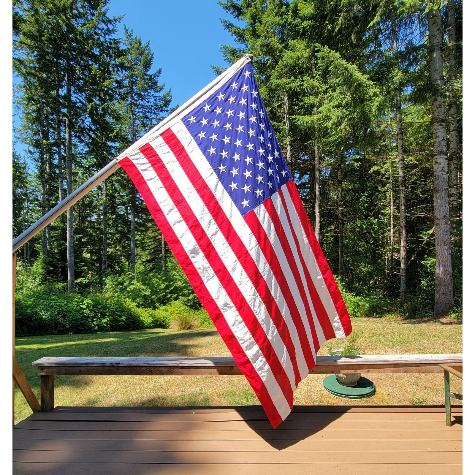 X-Large Vintage American Flag 5'x9' 50 States Embroidered 100% Cotton