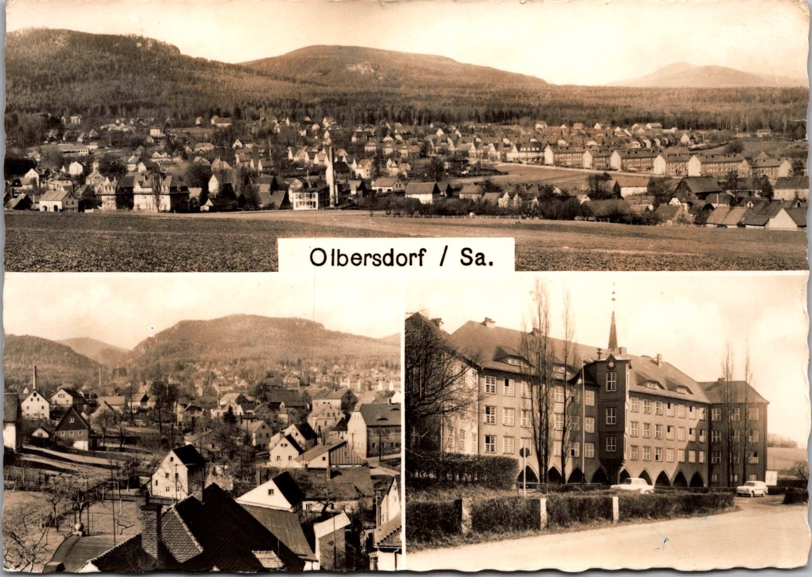Views Olbersdorf Zittau Germany Village Houses Stamp Real Photo RPPC Postcard