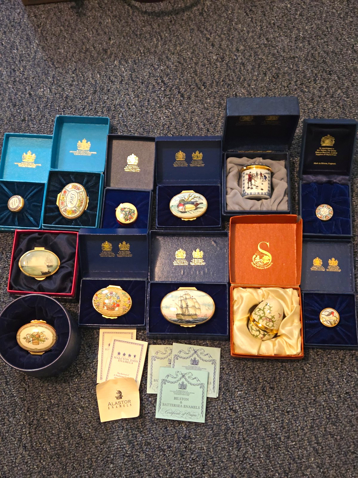 Halcyon Days Bilston & Battersea Enamels Trinket Box Lot. Beautiful Collection