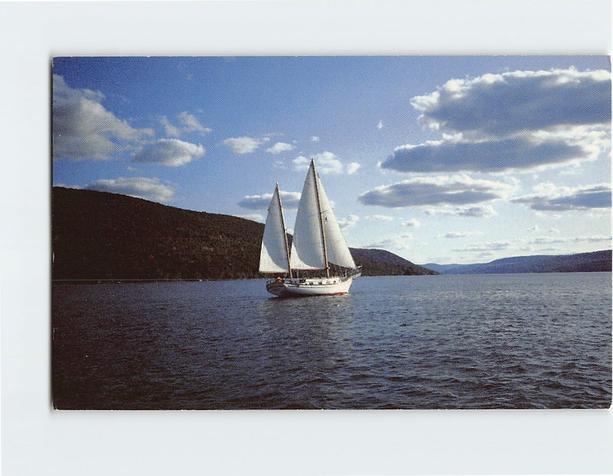 Postcard A Lone Sailboat Finger Lakes New York USA