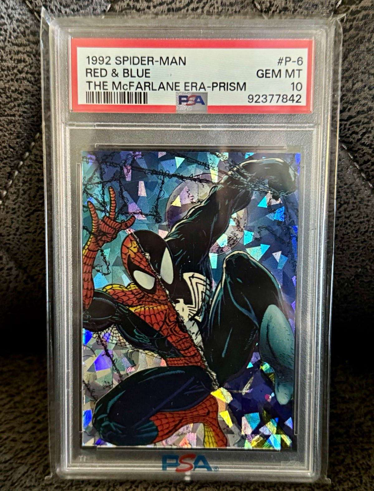 1992 Spider-Man: The McFarlane Era Prism Insert Red & Blue #P-6 PSA 10 💎💎💎