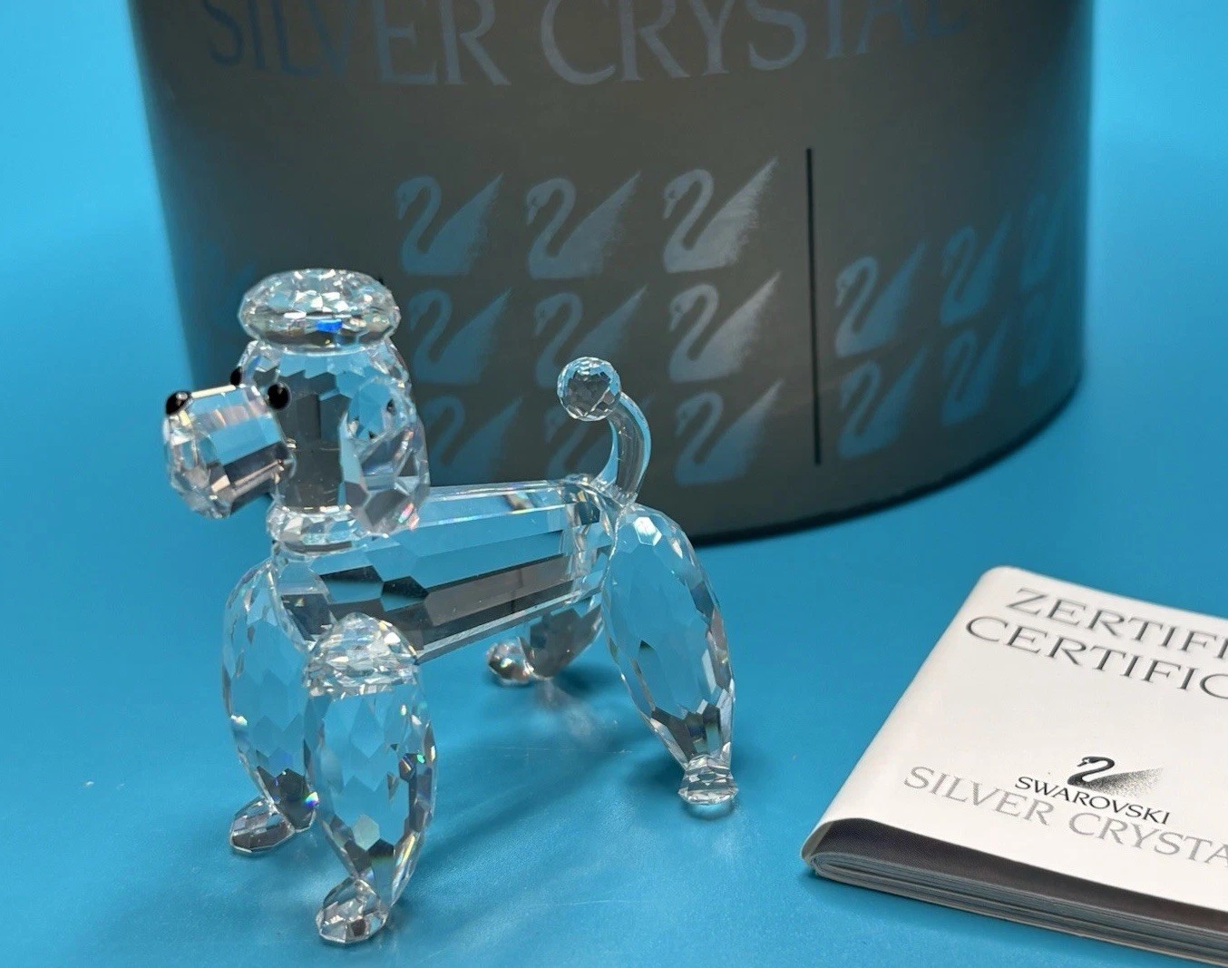 Swarovski Crystal 7619 000 003 Poodle Dog Standing 167571 In Box With COA