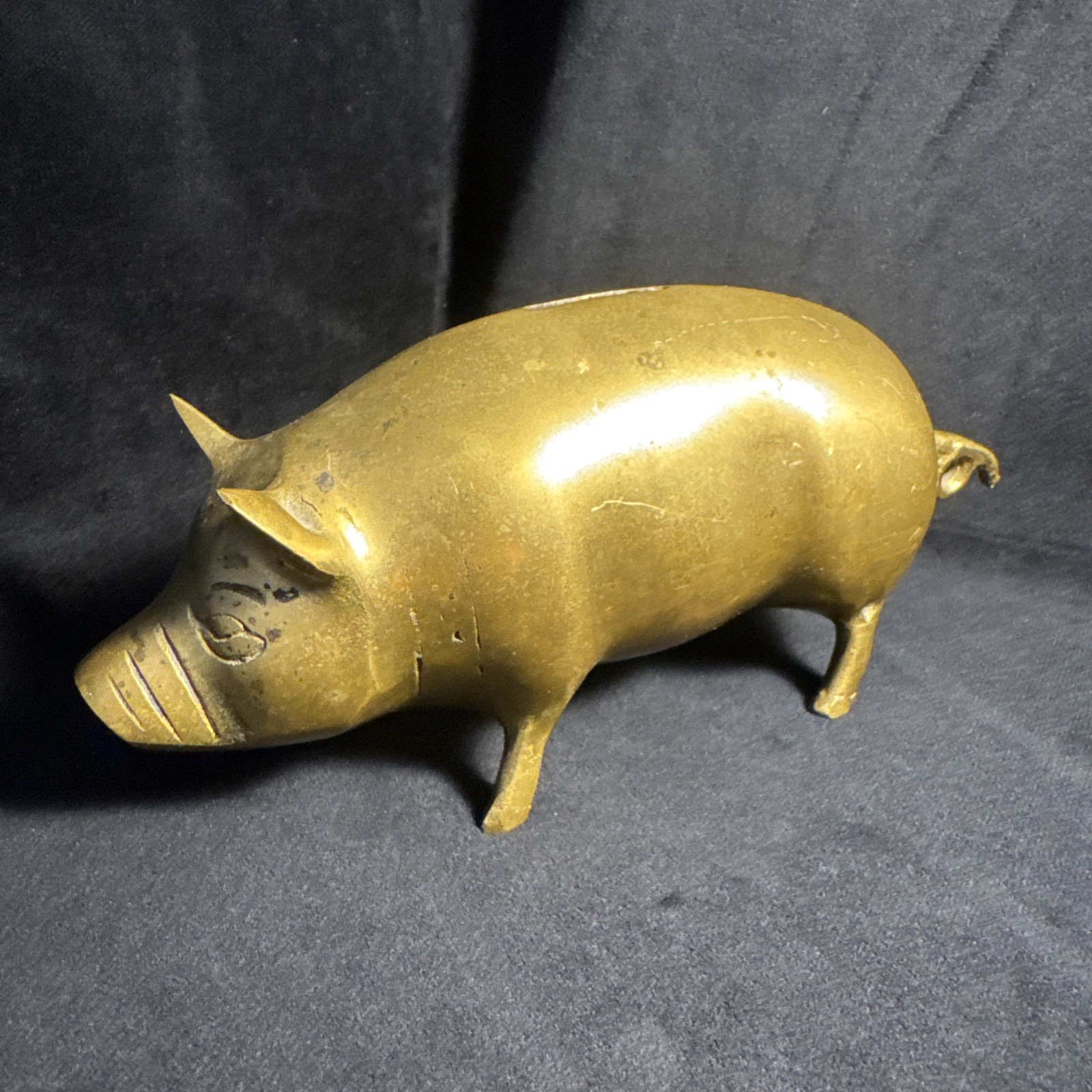 Vintage Handmade Brass Piggy Bank