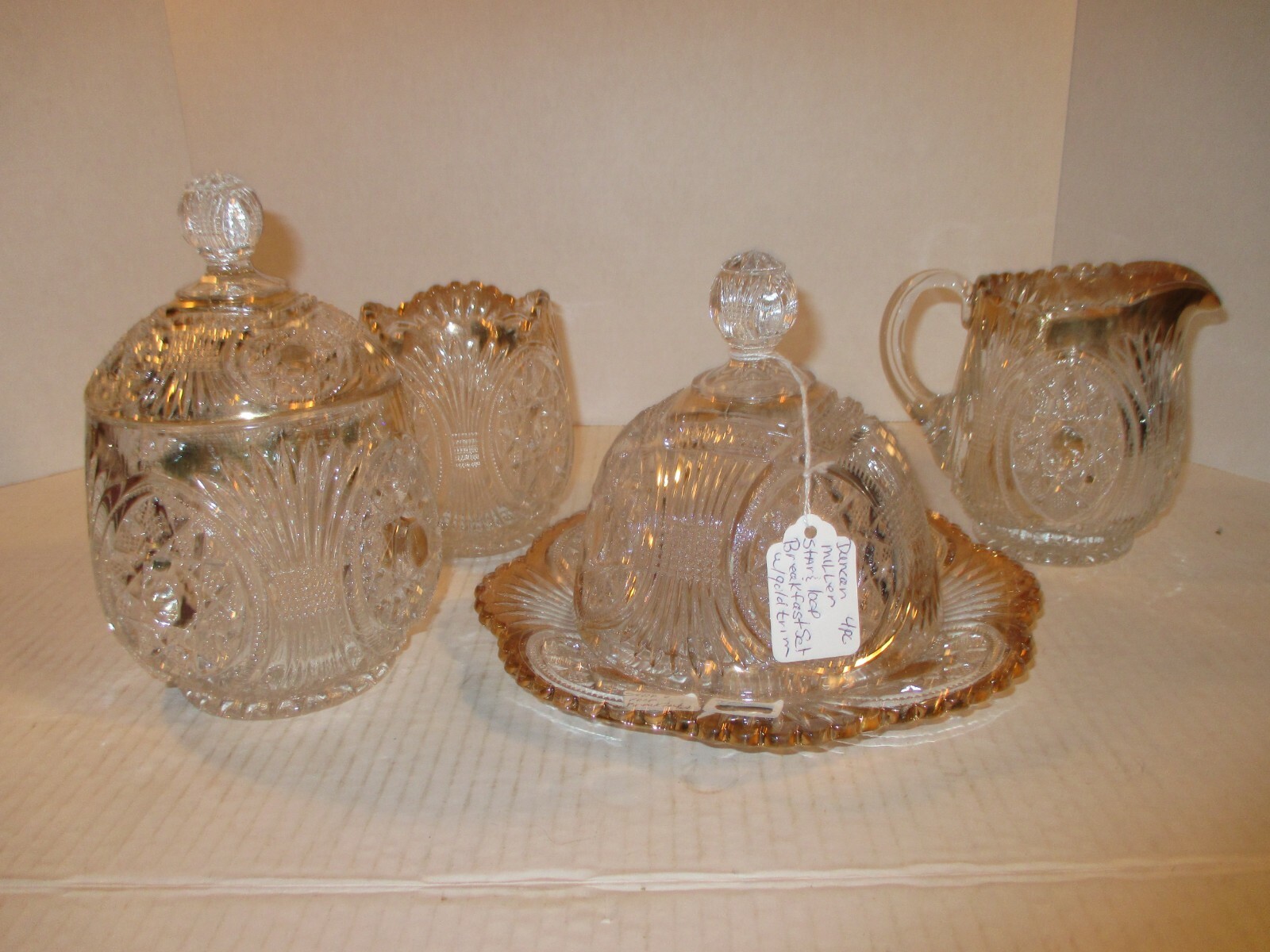 VTG  Duncan Miller stared Loop w/Gold trim 4 piece breakfast set 