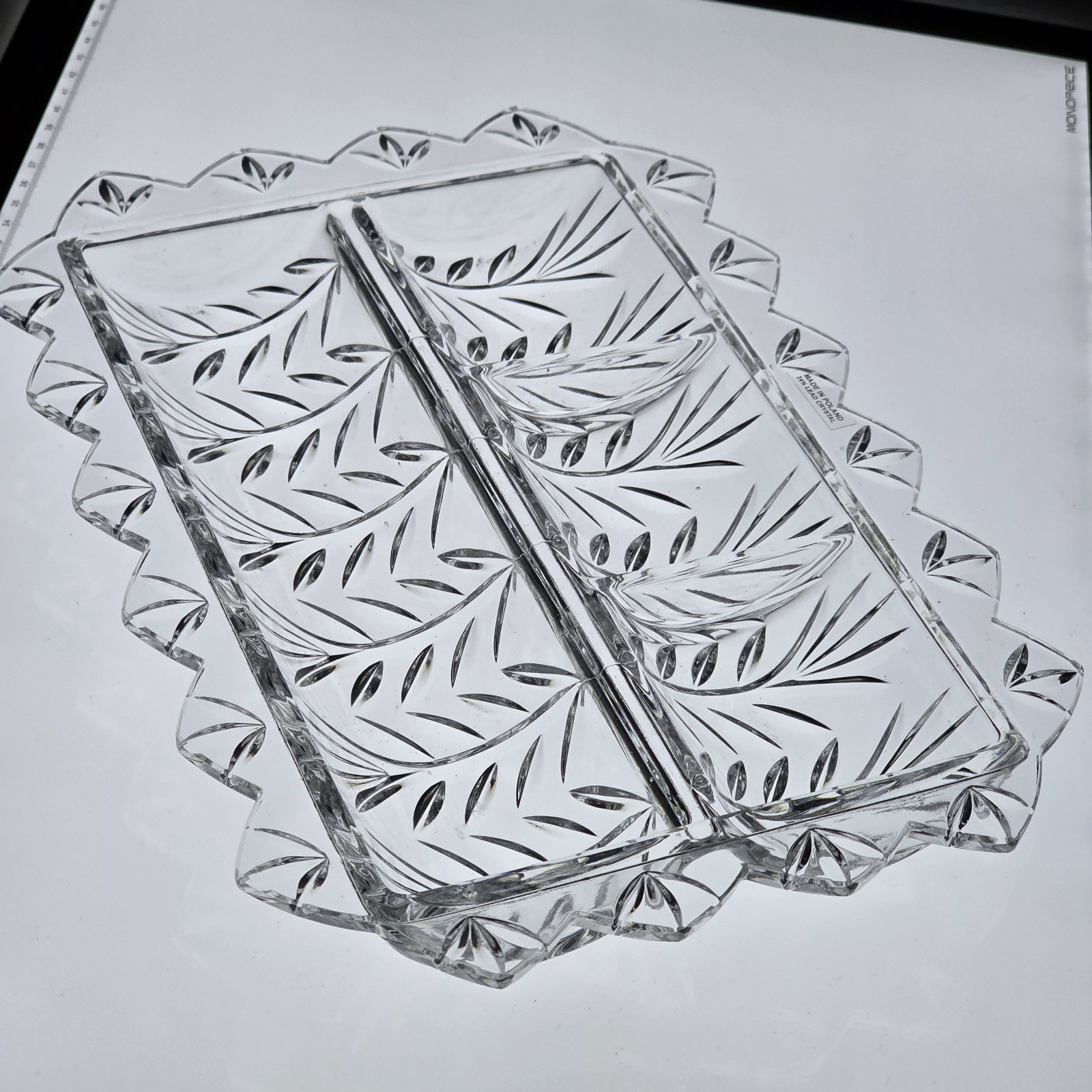 5th Avenue Crystal 4 Section Divided Cracker Relish Serving Dish Tray 12\