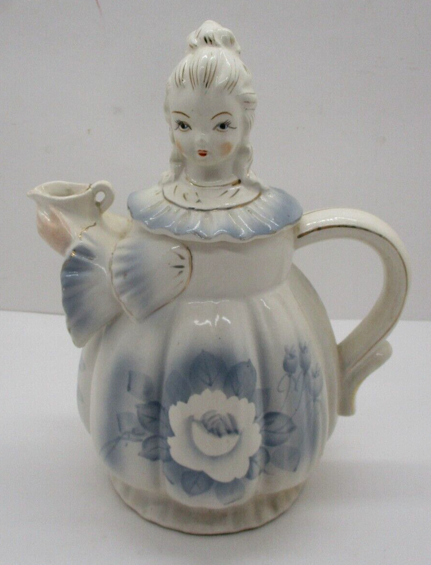 Lipper & Mann Victorian Lady Musical Tea Pot Blue Gold Tea for Two NON-WORKING