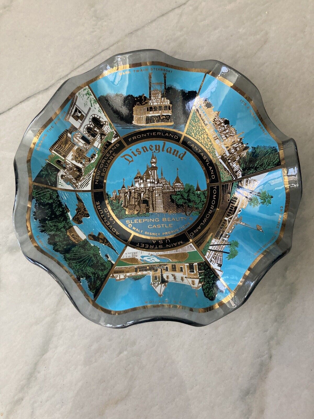 Vintage Disneyland Souvenir Plate Sleeping Beauty\'s Castle Ruffled Edges