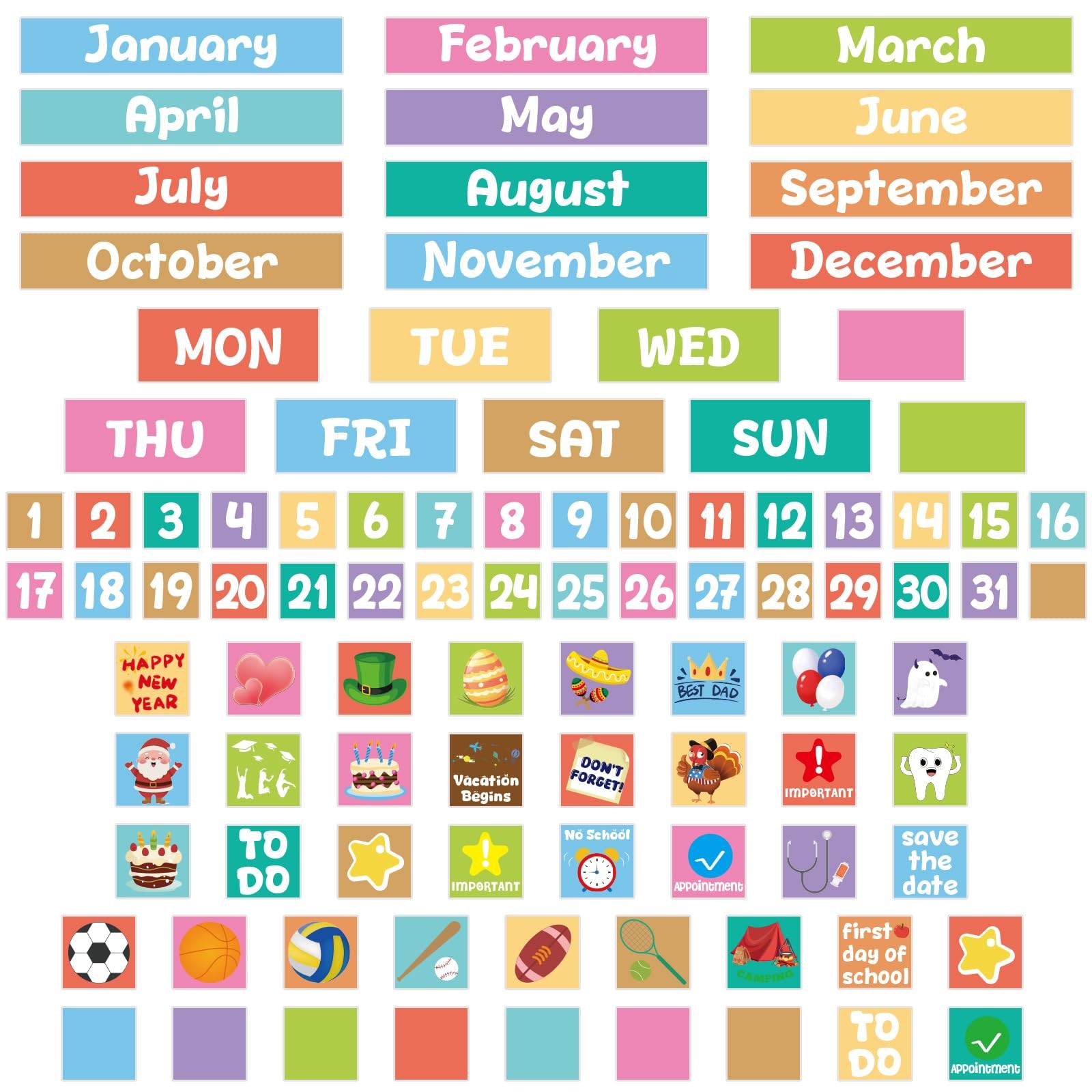 Calendar Magnets Classroom Magnetic Whiteboard Month Week Holiday Magnets