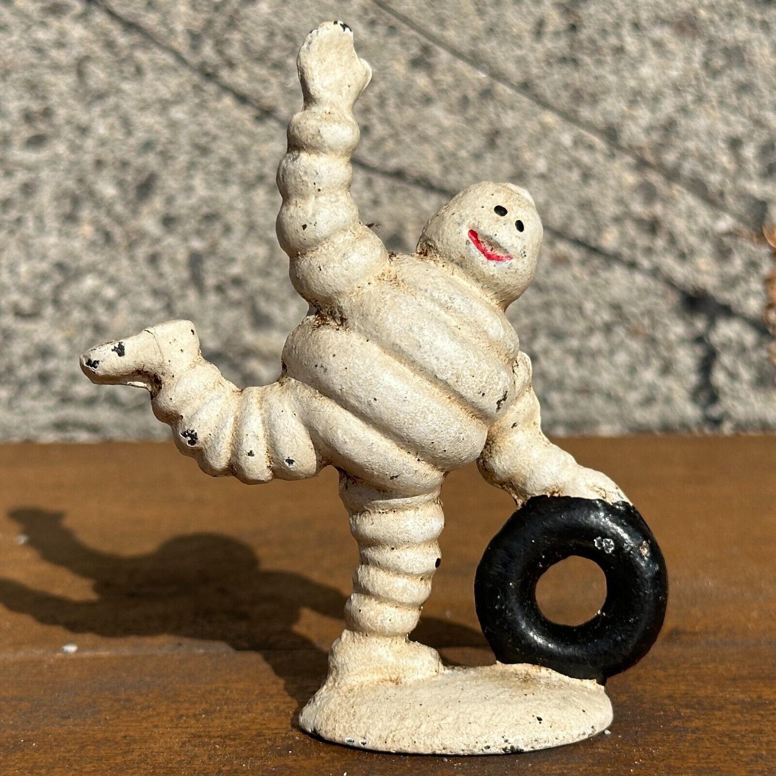 Michelin Mini Rolling Tire Man Cast Iron Paperweight Novelty Home Decor Antiqued