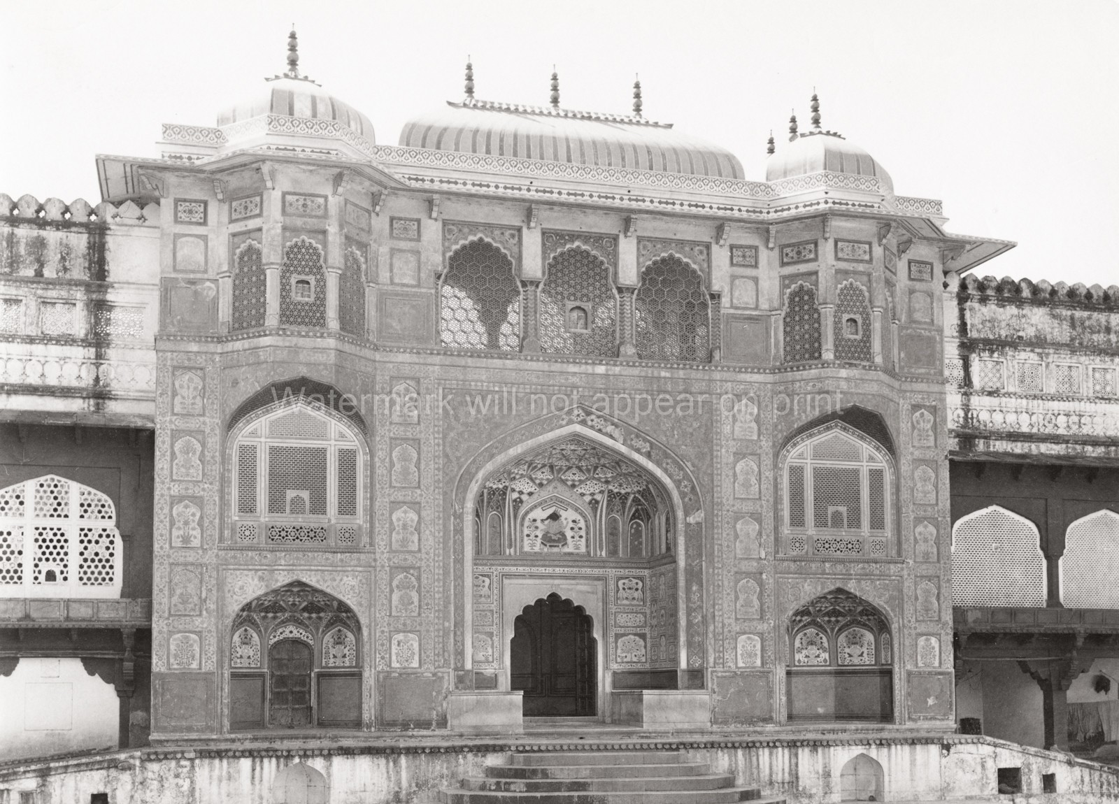 Amer Fort Sheesh Mahal Gateway Ornate Palace Architecture Vtg. Photo 19thC.