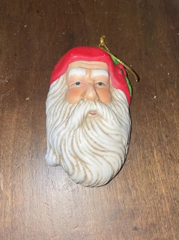 VINTAGE SANTA CLAUS CHRISTMAS ORNAMENT CERAMIC