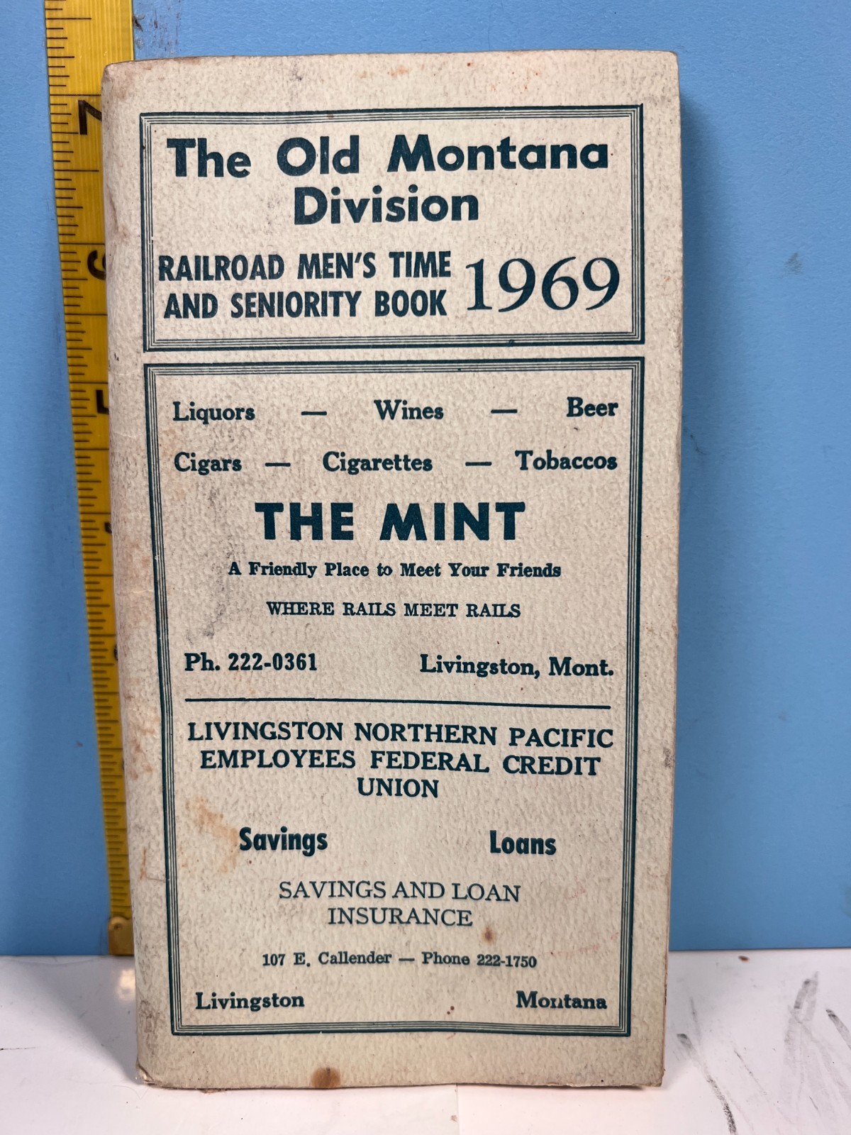 1969 The Old Montana Division Railroad Men\'s Time & Seniority Book Livingston,MT