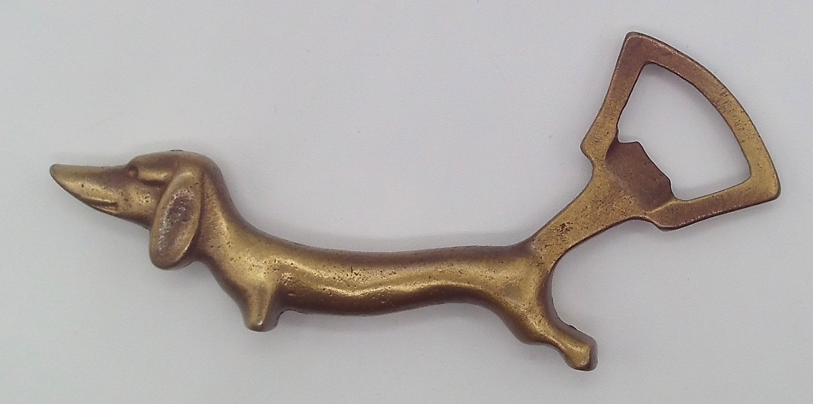 Vintage Solid Brass Bottle Opener Dachshund Dog Handle 4.75\